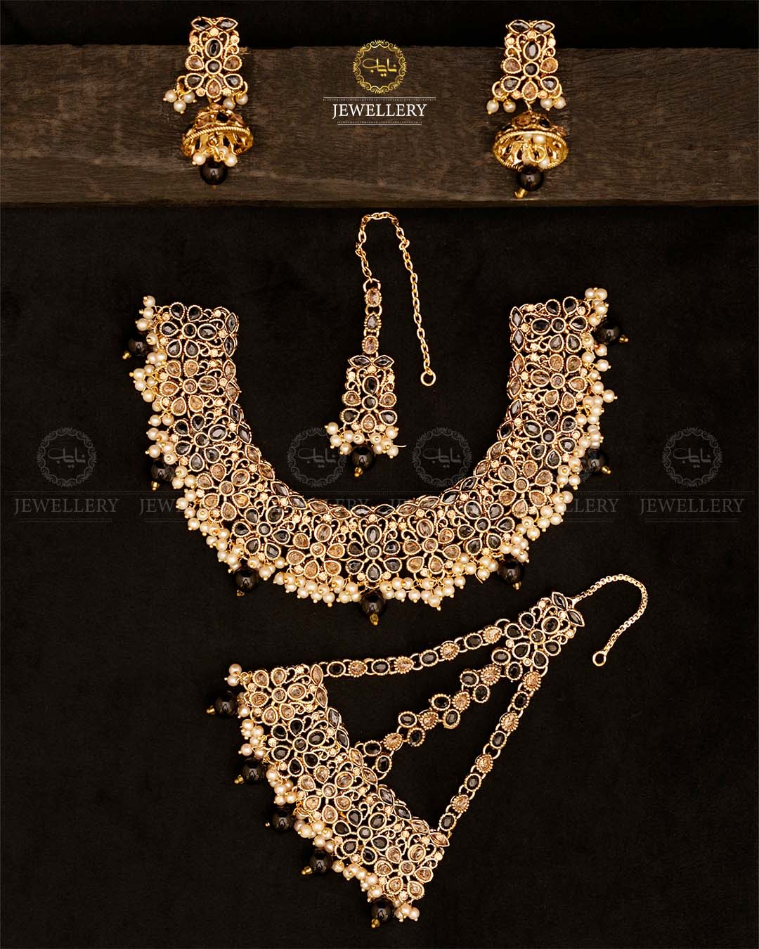 Fliexible Zirconia Bridal set-2852-Golden
