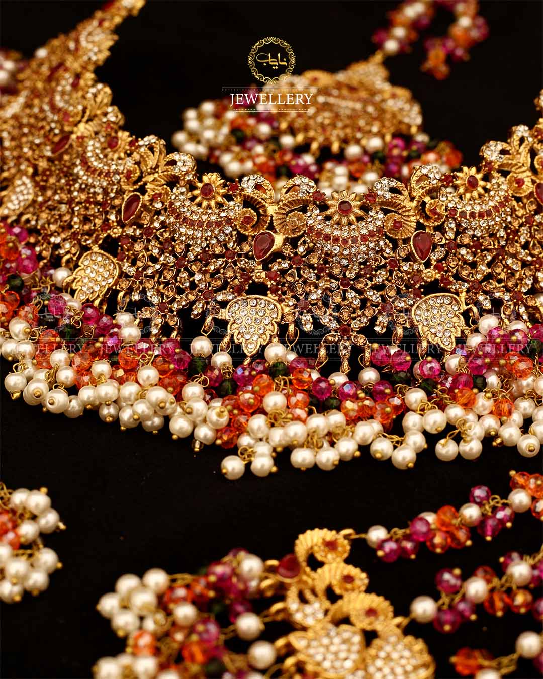 Gold plated Real stone Bridal set-2932