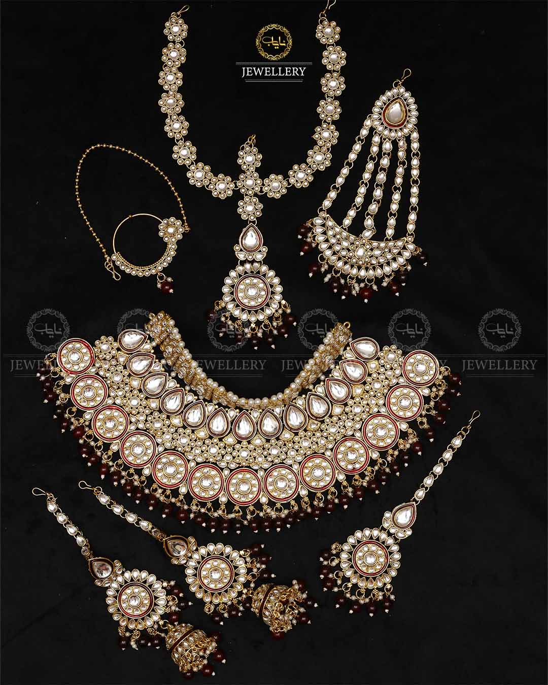 Indian Dubi Kundan 7 pcs Birdal Set-2719 Nayab Jewellery