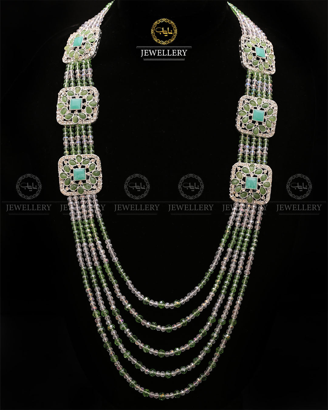 Bridal Broch Mala (with out Earrings)-2732-Silver Nayab Jewellery