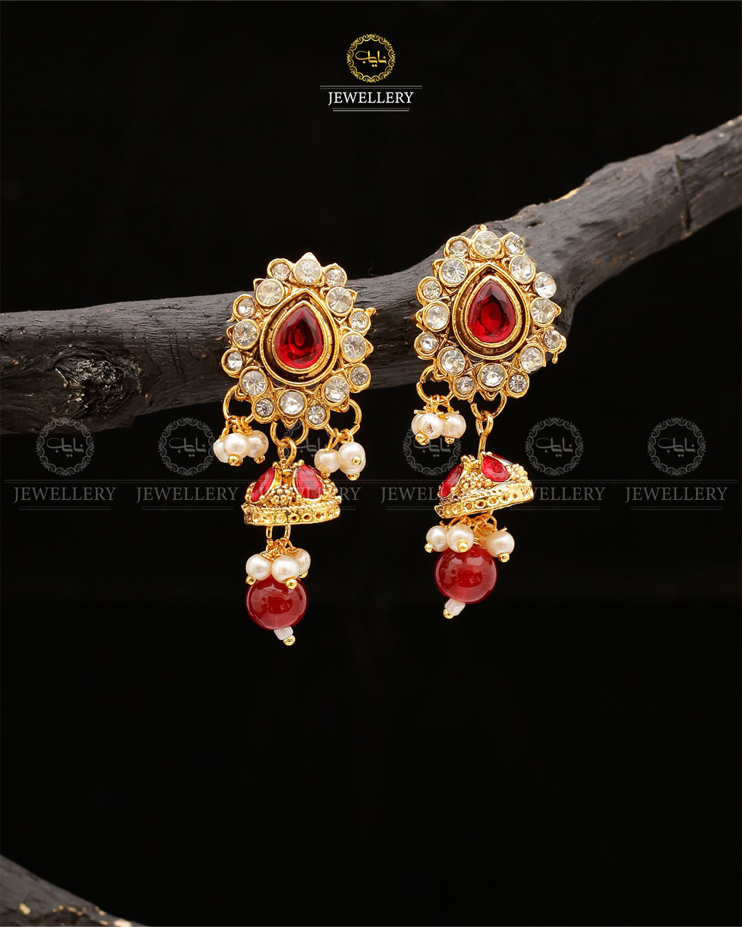 Uncut Small Jhumki-2554-Golden Nayab Jewellery