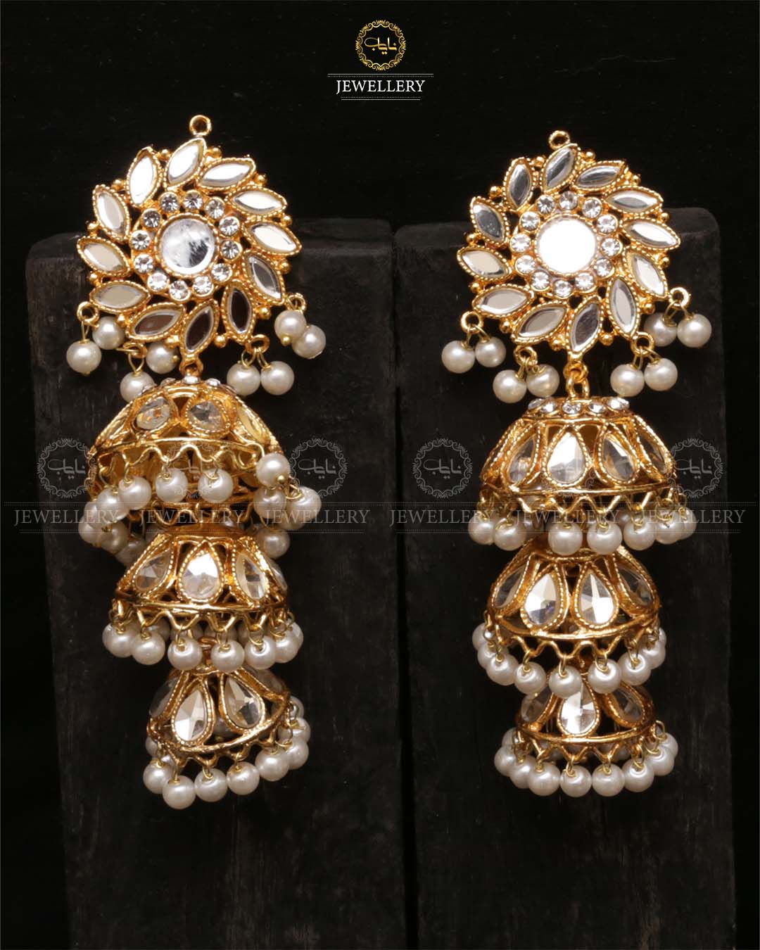 Kundan 3 Step light weight Jhumki-2463 Nayab Jewellery