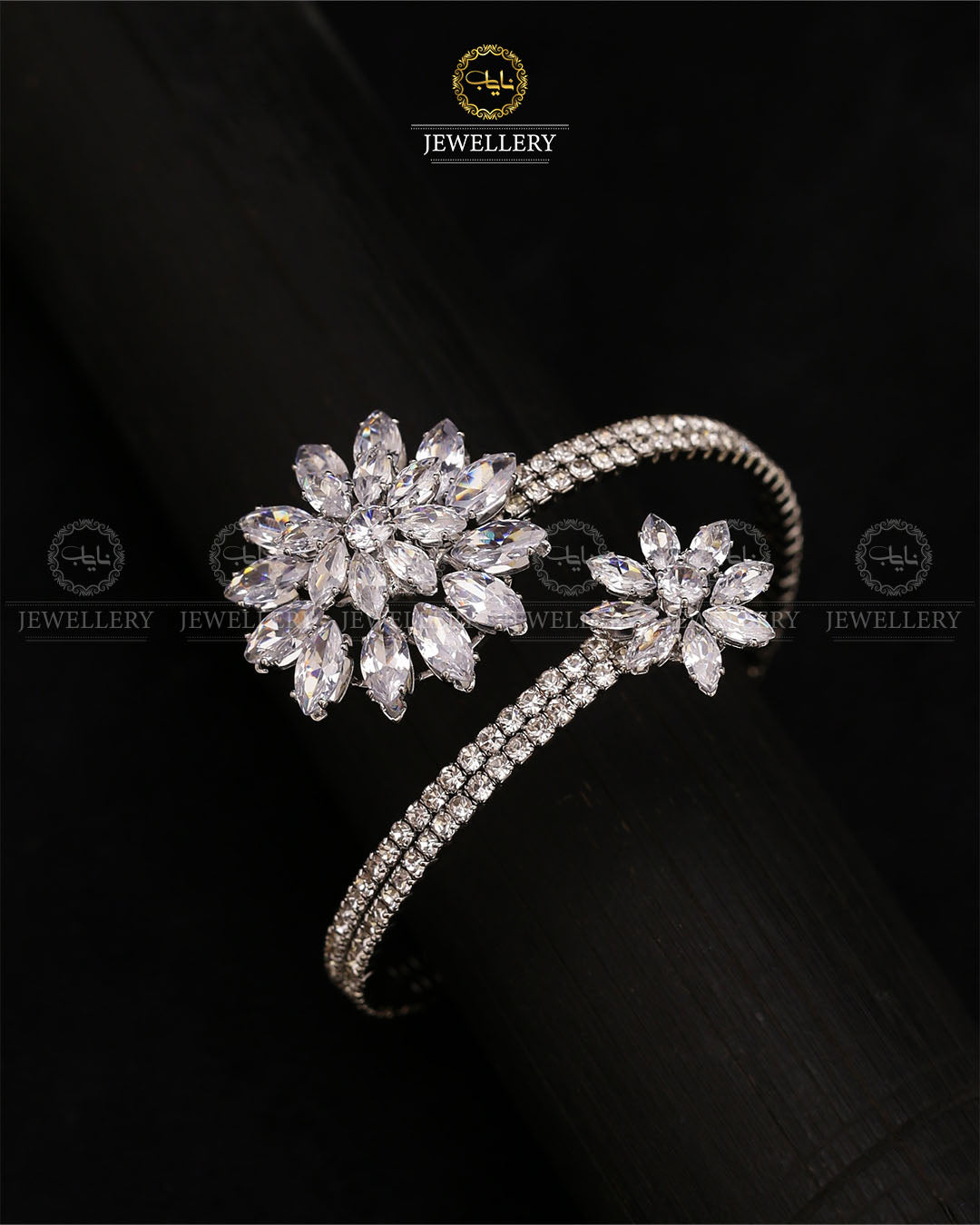 Zirconia Flower Free size Flexible Bracelet-2738 Nayab Jewellery
