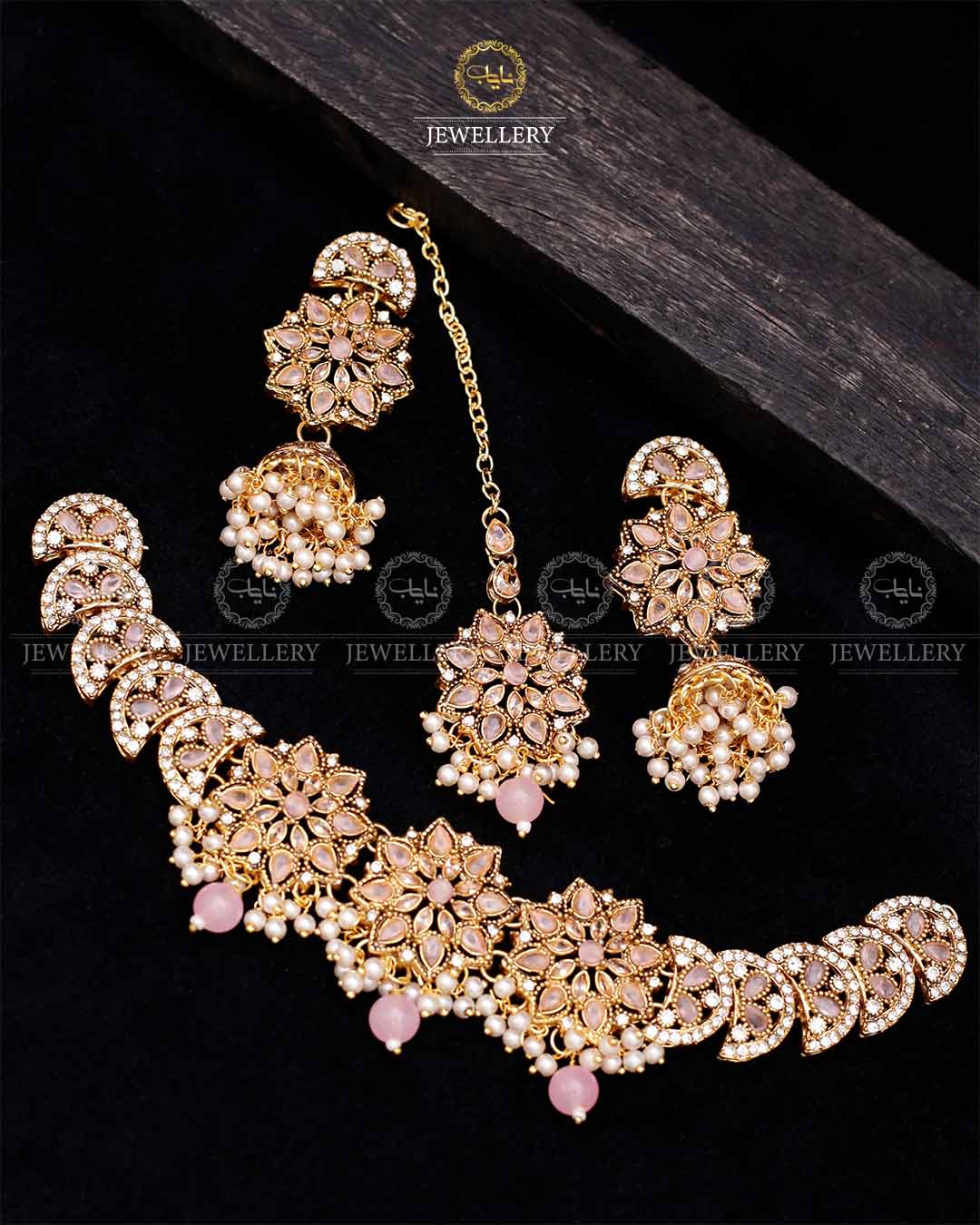 Star Necklace set-2560-Golden Nayab Jewellery