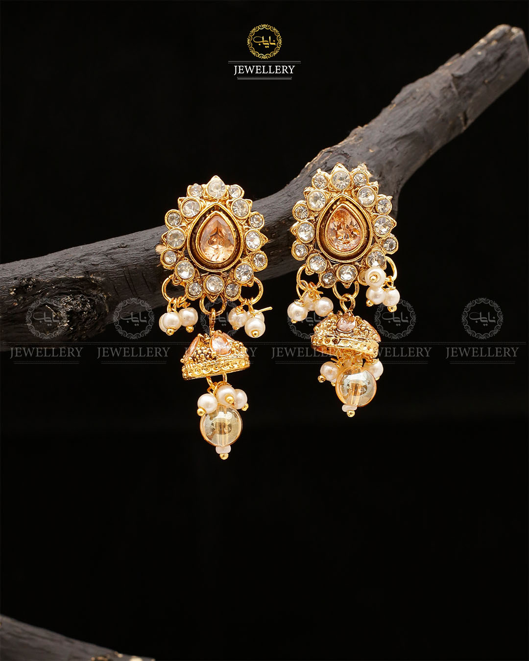 Uncut Small Jhumki-2554-Golden Nayab Jewellery