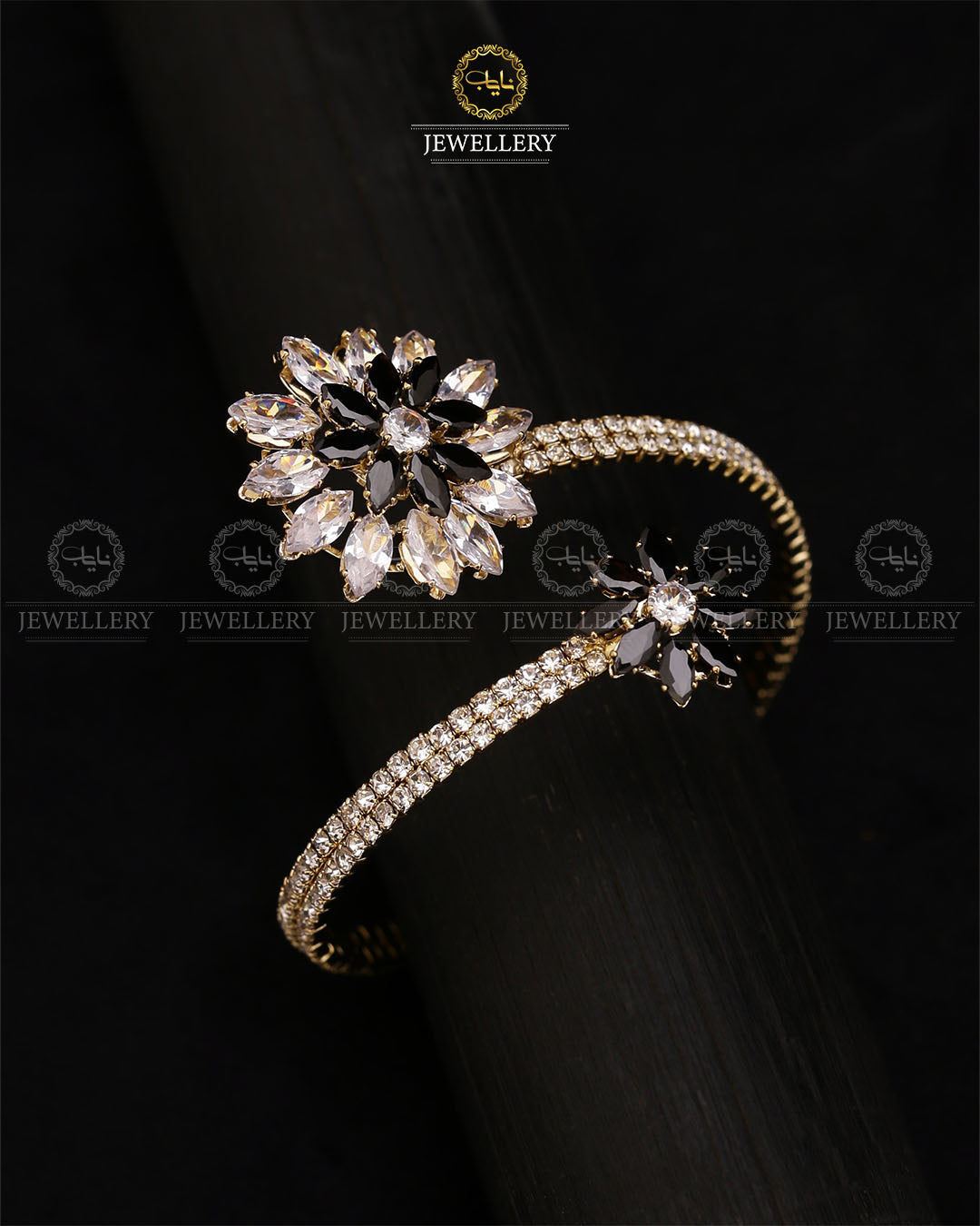 Zirconia Flower Free size Flexible Bracelet-2738 Nayab Jewellery