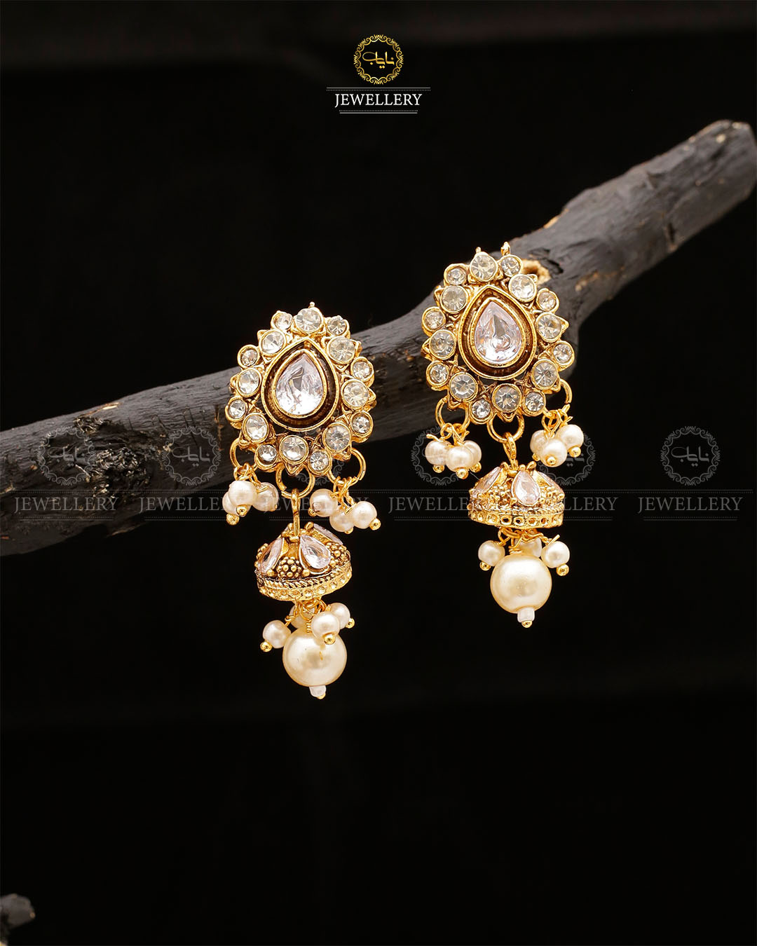 Uncut Small Jhumki-2554-Golden Nayab Jewellery