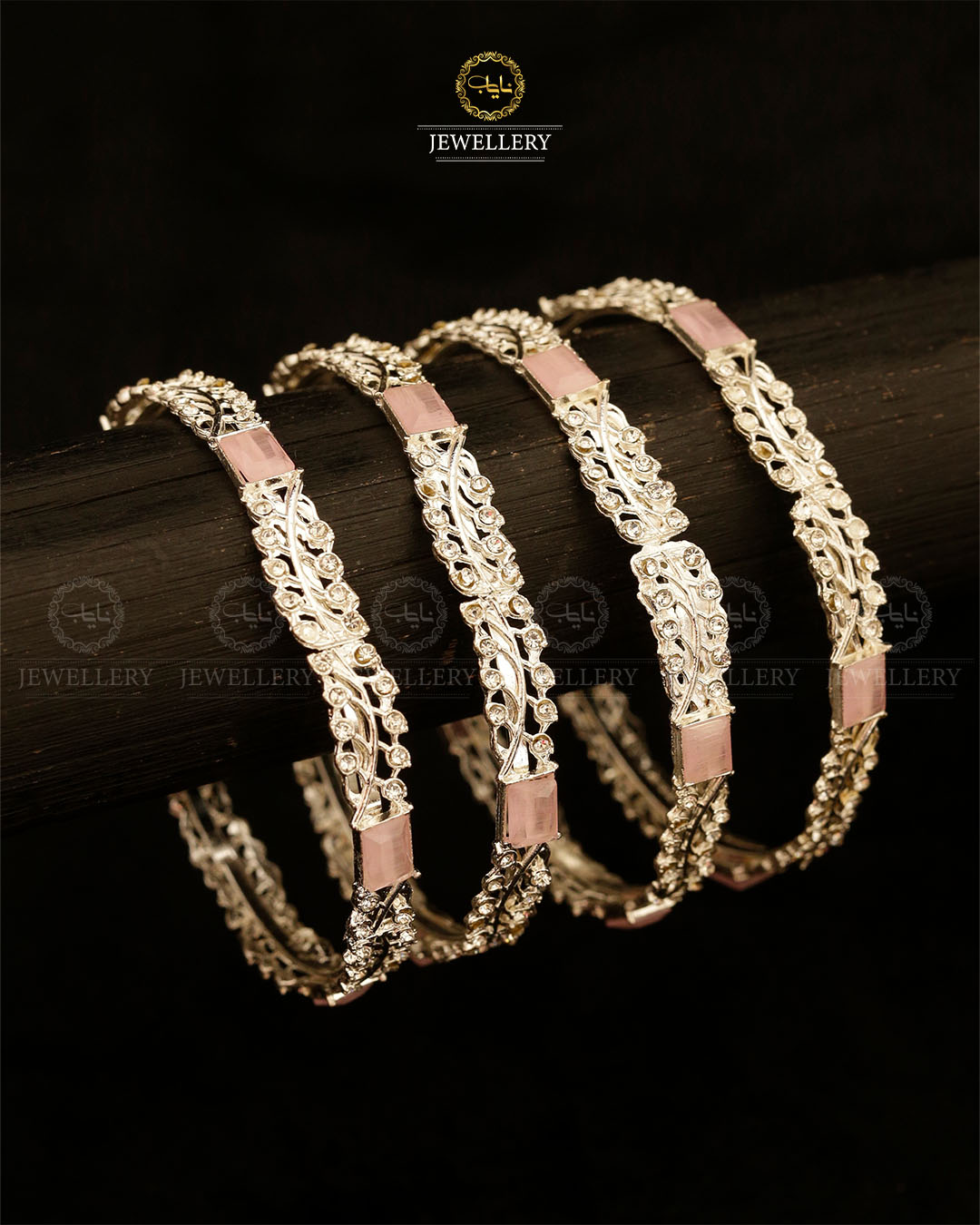 Fancy 4 pcs Bangles-2890-Silver