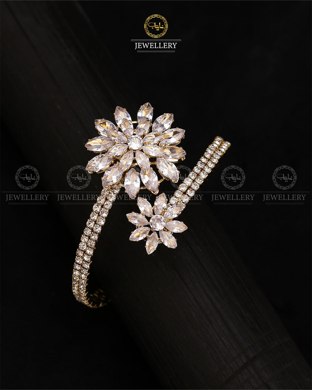 Zirconia Flower Free size Flexible Bracelet-2738 Nayab Jewellery