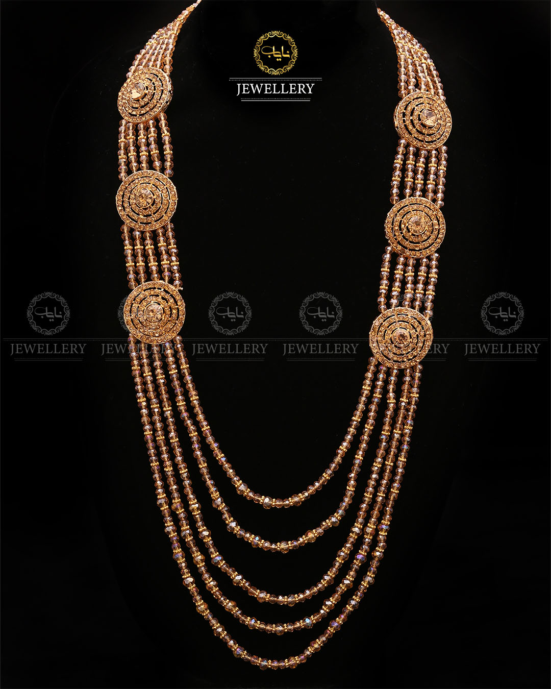 Bridal Broch Mala (with out Earrings)-2731-Golden Nayab Jewellery