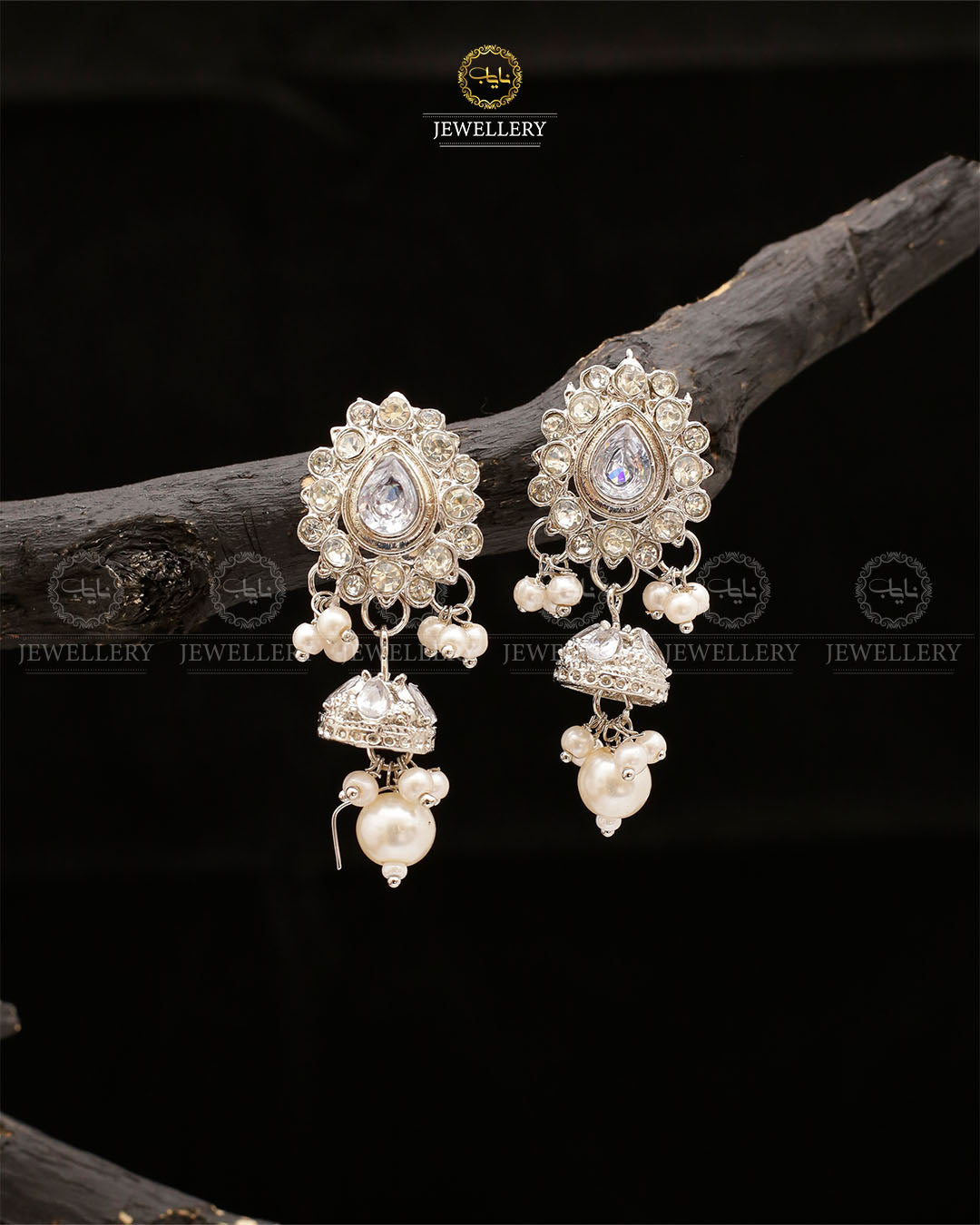 Uncut Small Jhumki-2554-Silver Nayab Jewellery