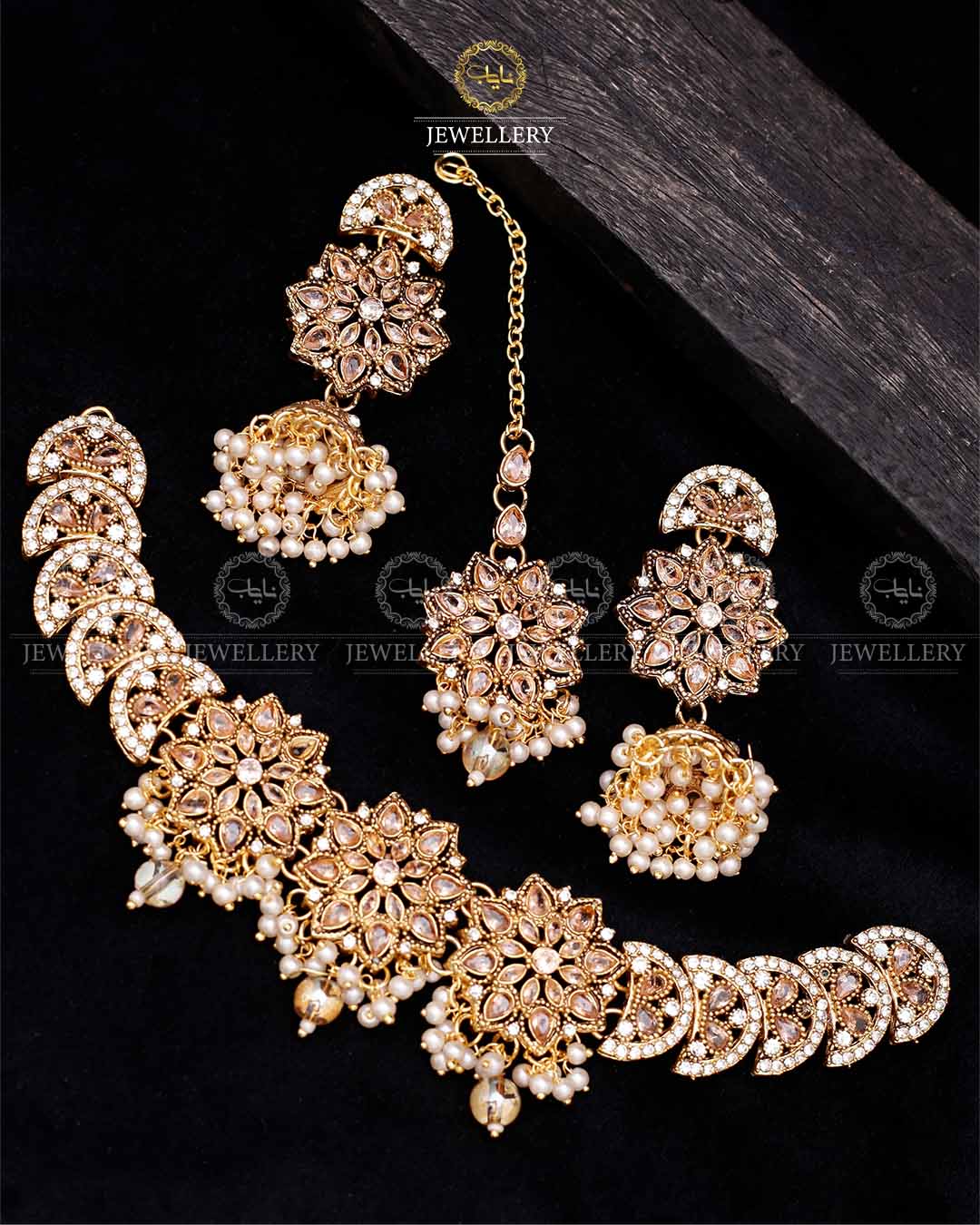 Star Necklace set-2560-Golden Nayab Jewellery