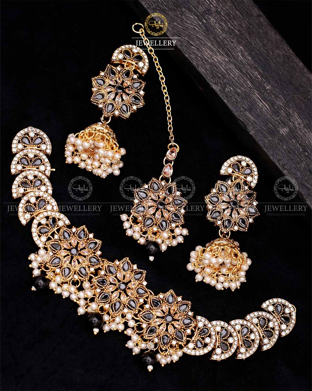 Star Necklace set-2560-Golden Nayab Jewellery