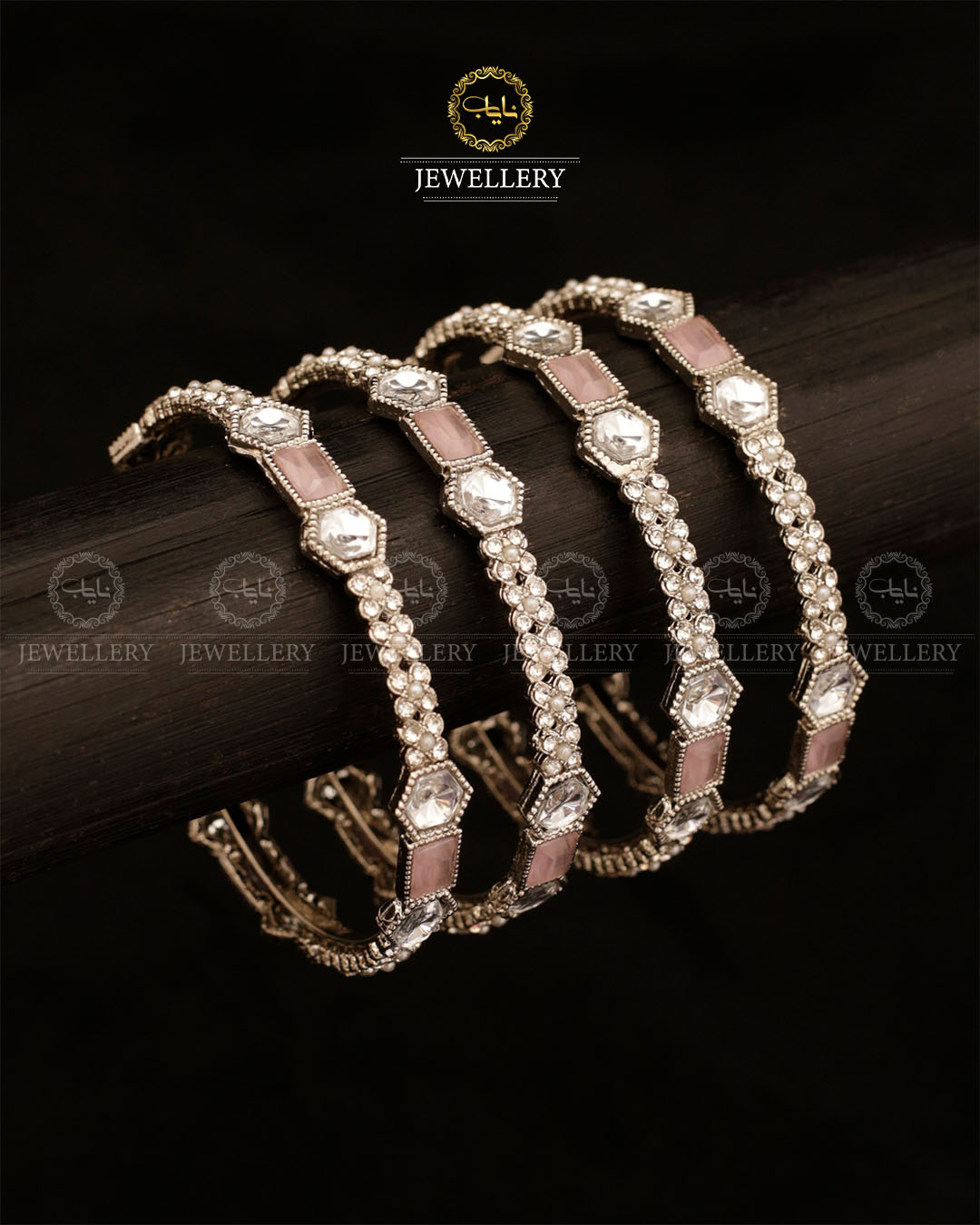 Nida 4 Pcs uncut Bangles set Silver BL-506