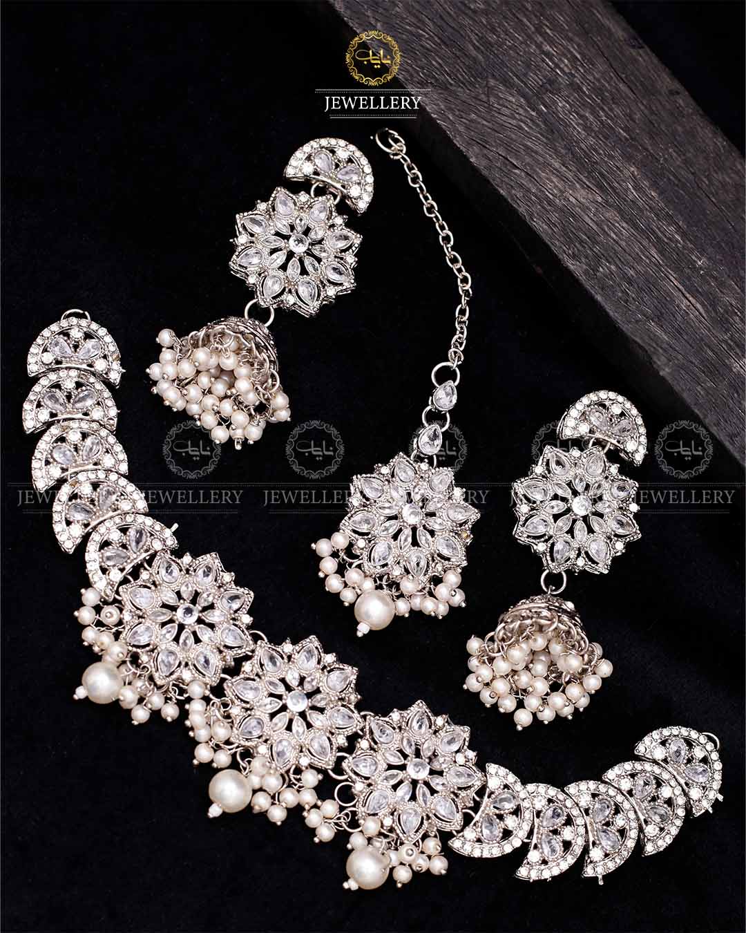 Star Necklace set-2560-Silver Nayab Jewellery