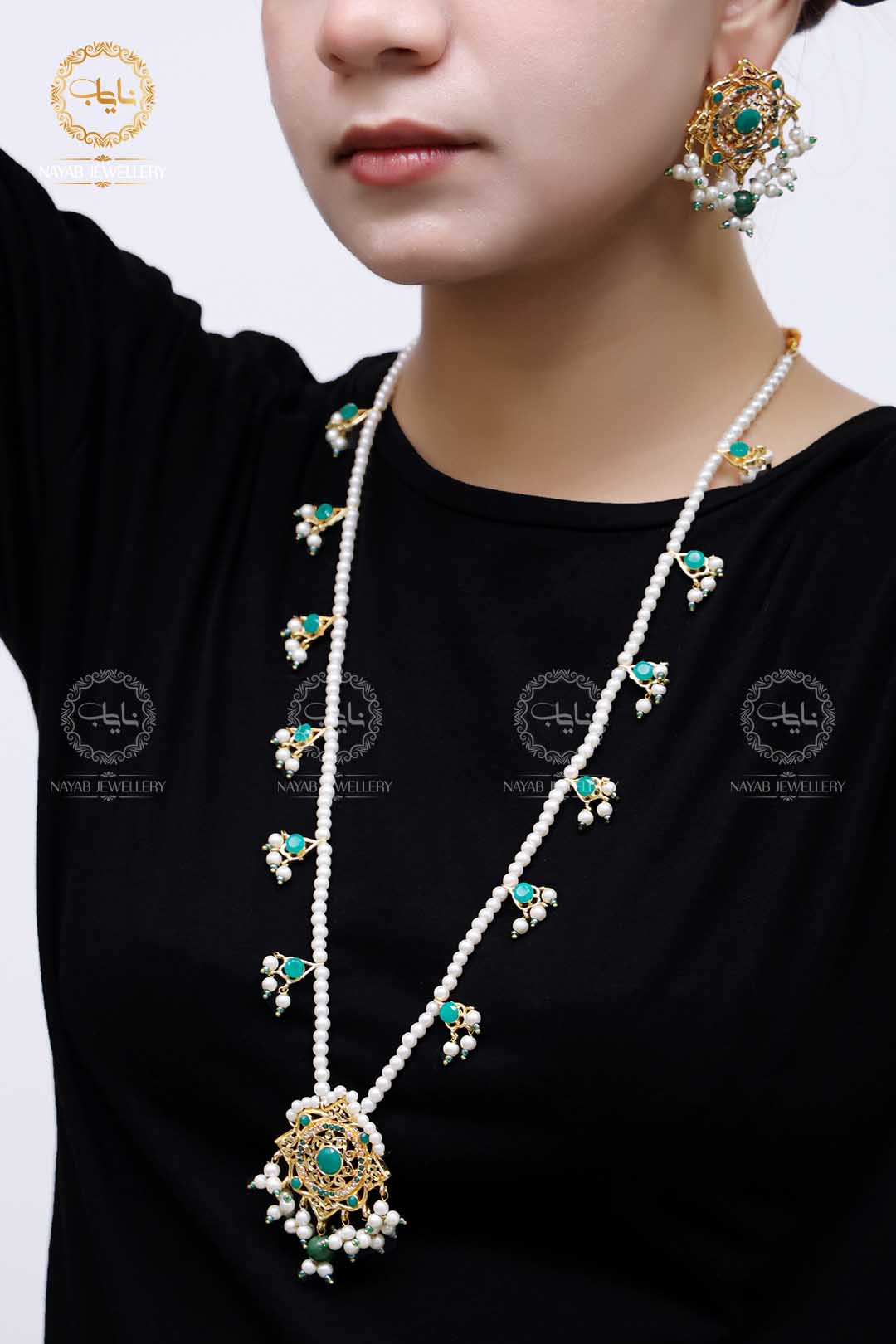 Traditional Hyedrabadi Mala Set with Earring NJ-1170