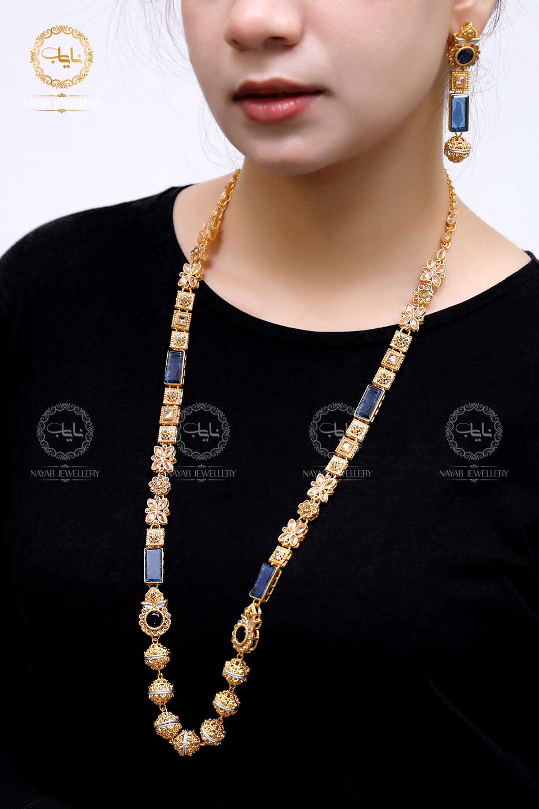 Trendy Bridal Egyptian Mala with Earring NJ-1166