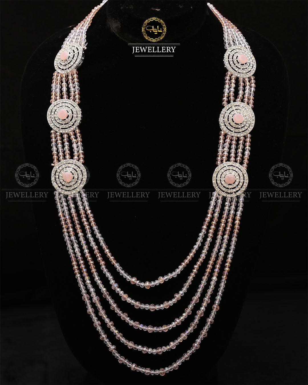Bridal Broch Mala (with out Earrings)-2731-Silver Nayab Jewellery