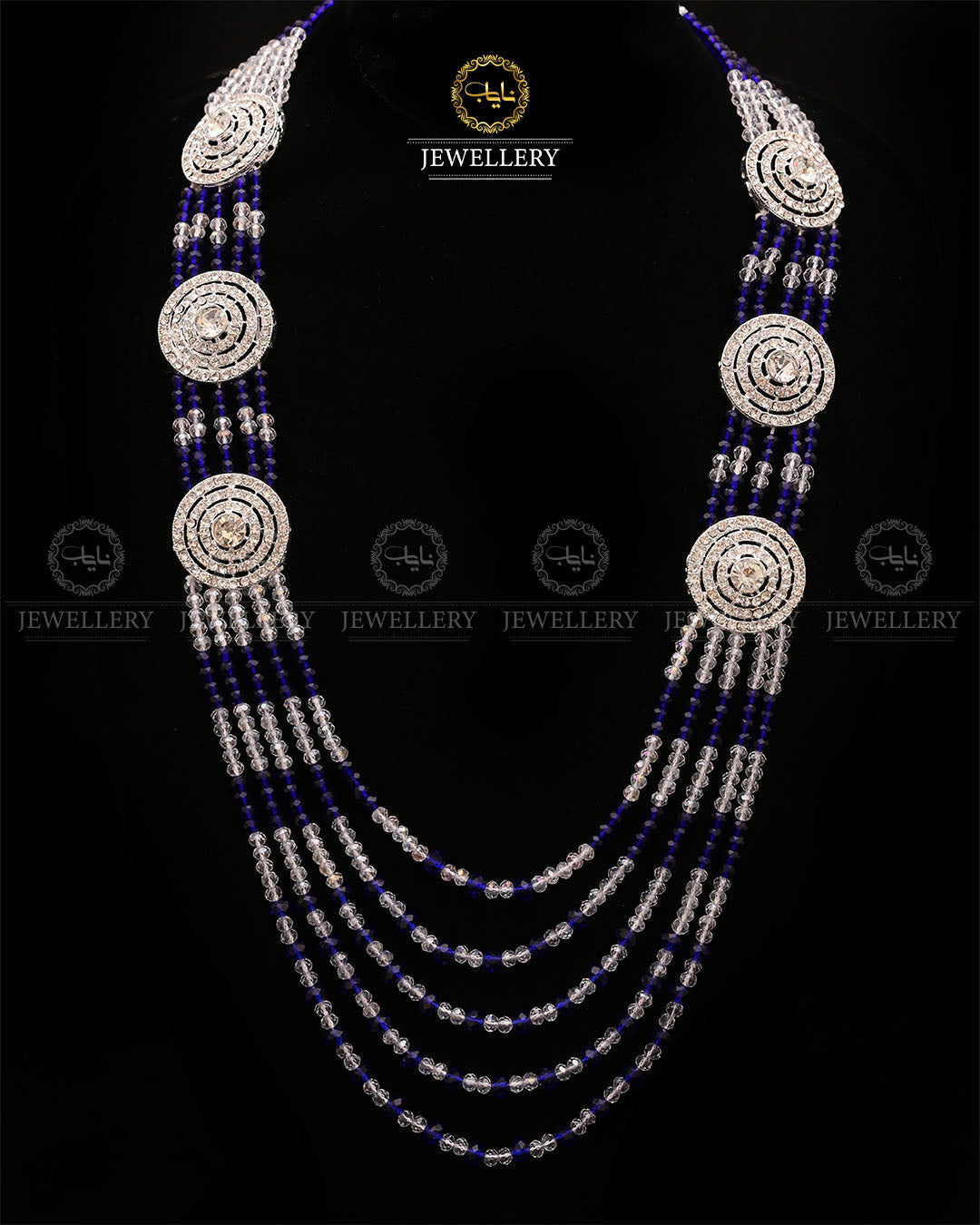 Bridal Broch Mala (with out Earrings)-2731-Silver Nayab Jewellery