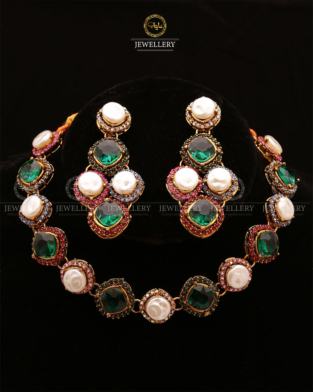 Mother pearl Turkish Necklace set-2633 Nayab Jewellery