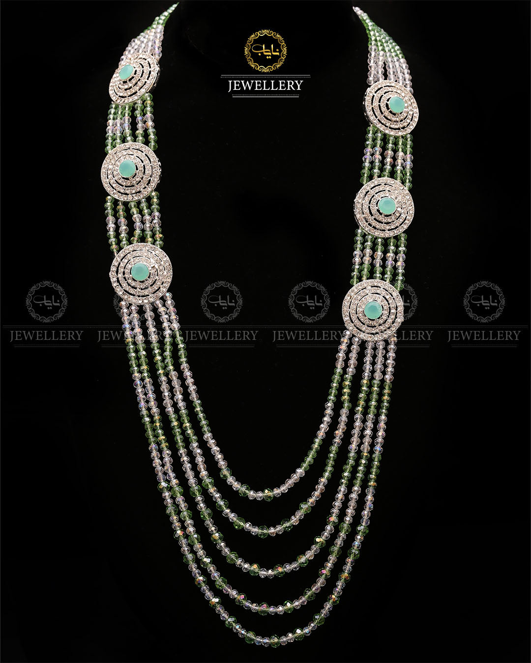 Bridal Broch Mala (with out Earrings)-2731-Silver Nayab Jewellery