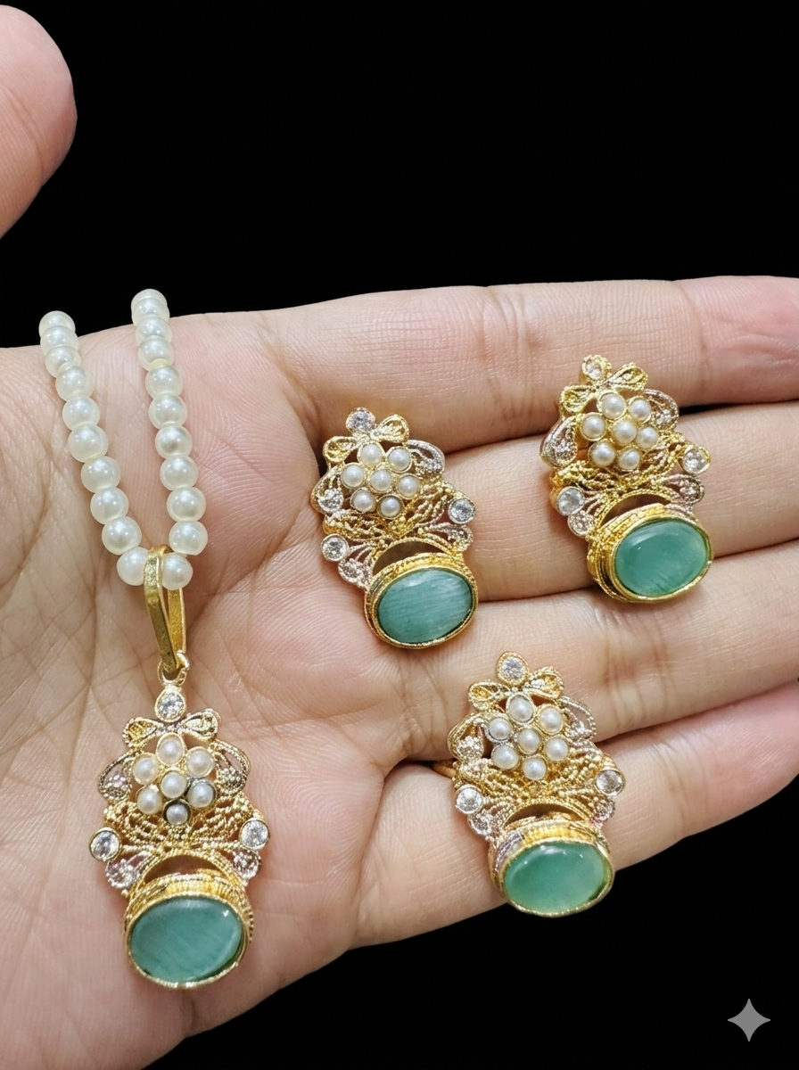 Egyptian Locket Combo set with adjustable Ring & mala L-907