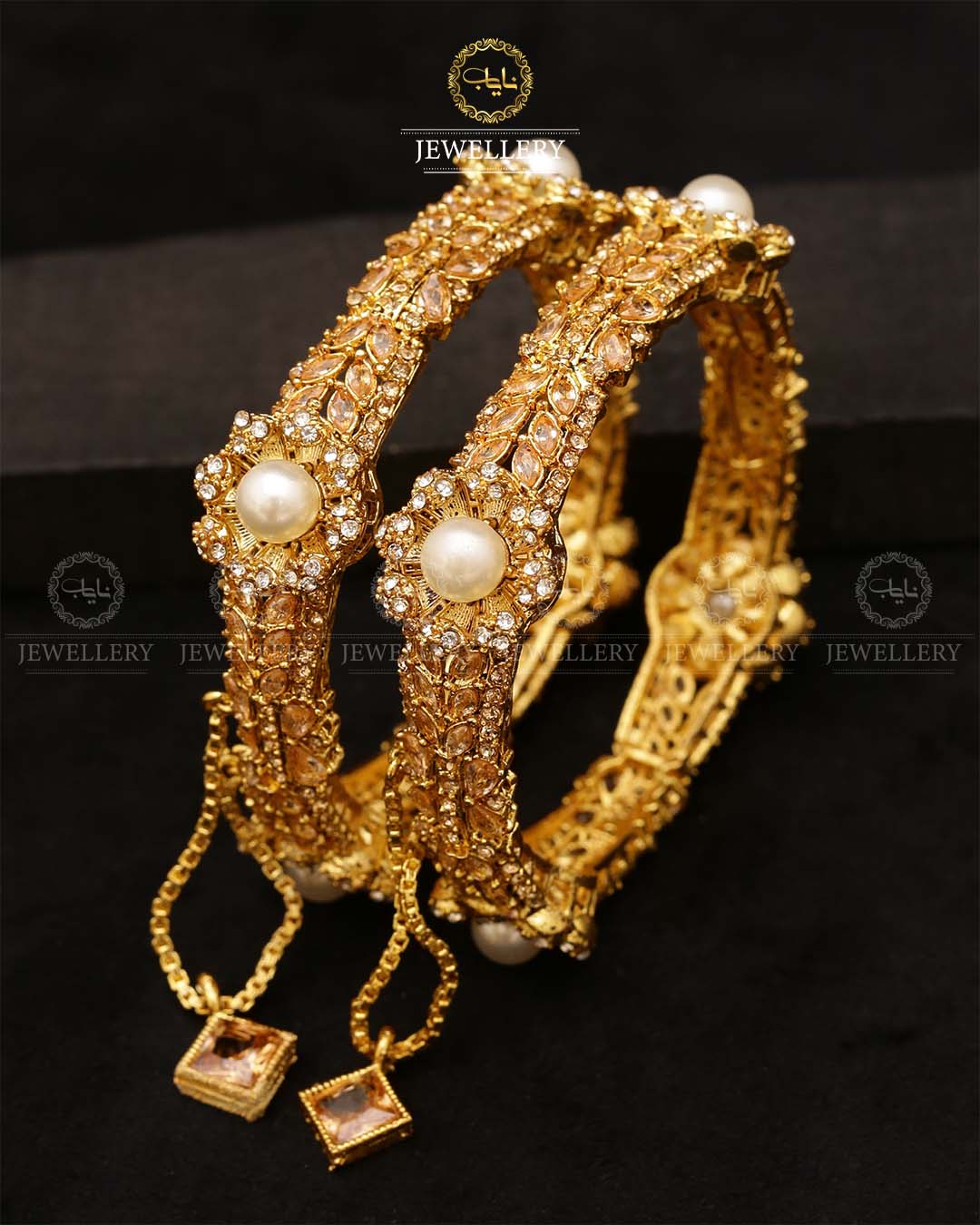Sundas Flower square bangles (pair)-2682 Nayab Jewellery