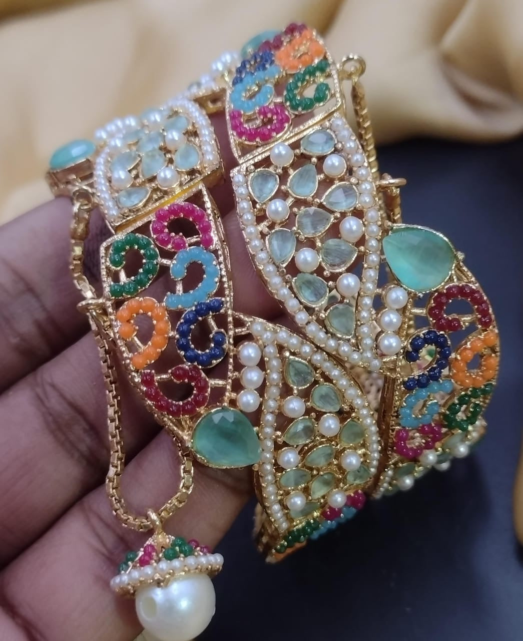 Marquise cut Openable Bangles (pair)-2591 Nayab Jewellery