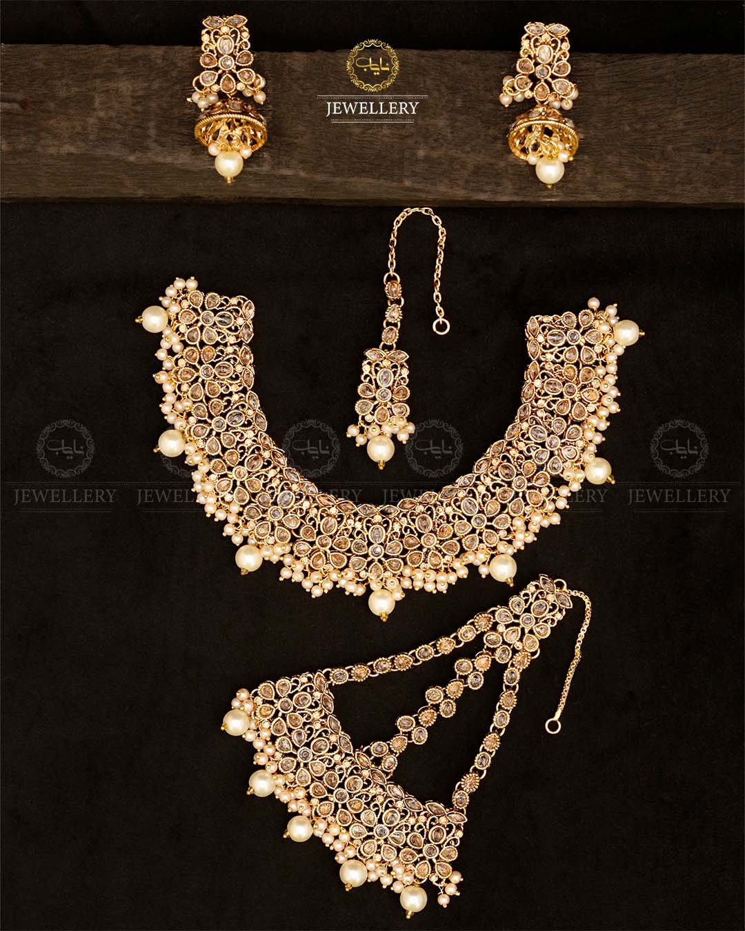 Fliexible Zirconia Bridal set-2852-Golden