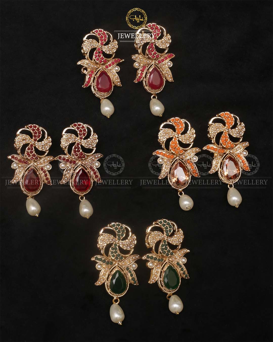 Noor e Jahan Earrings Golden-2468 Nayab Jewellery