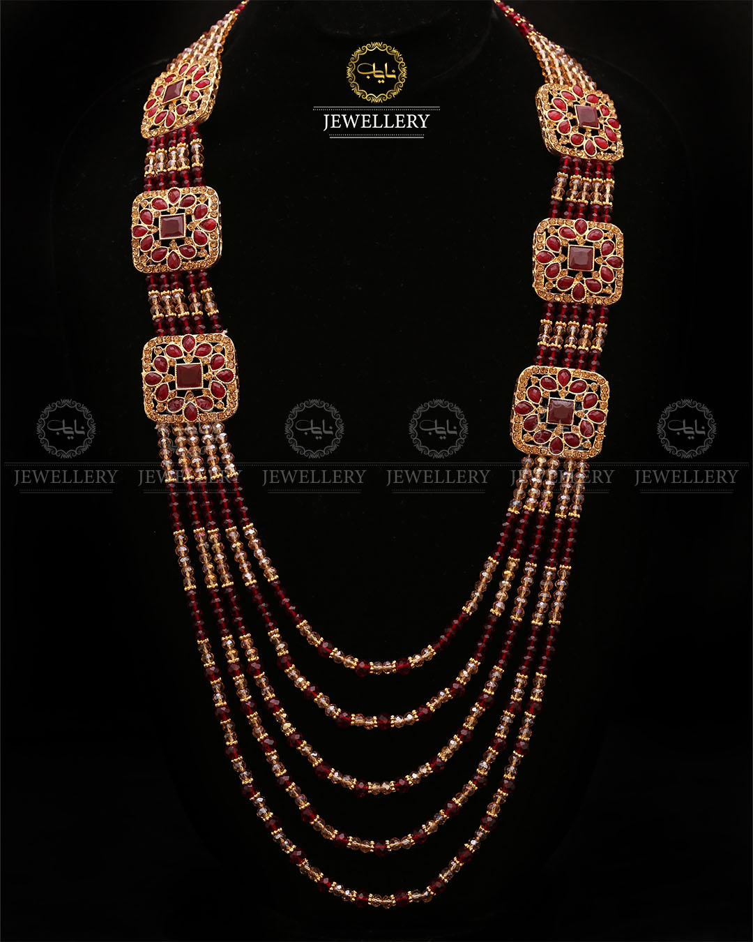 Bridal Broch Mala (with out Earrings)-2732-Golden Nayab Jewellery