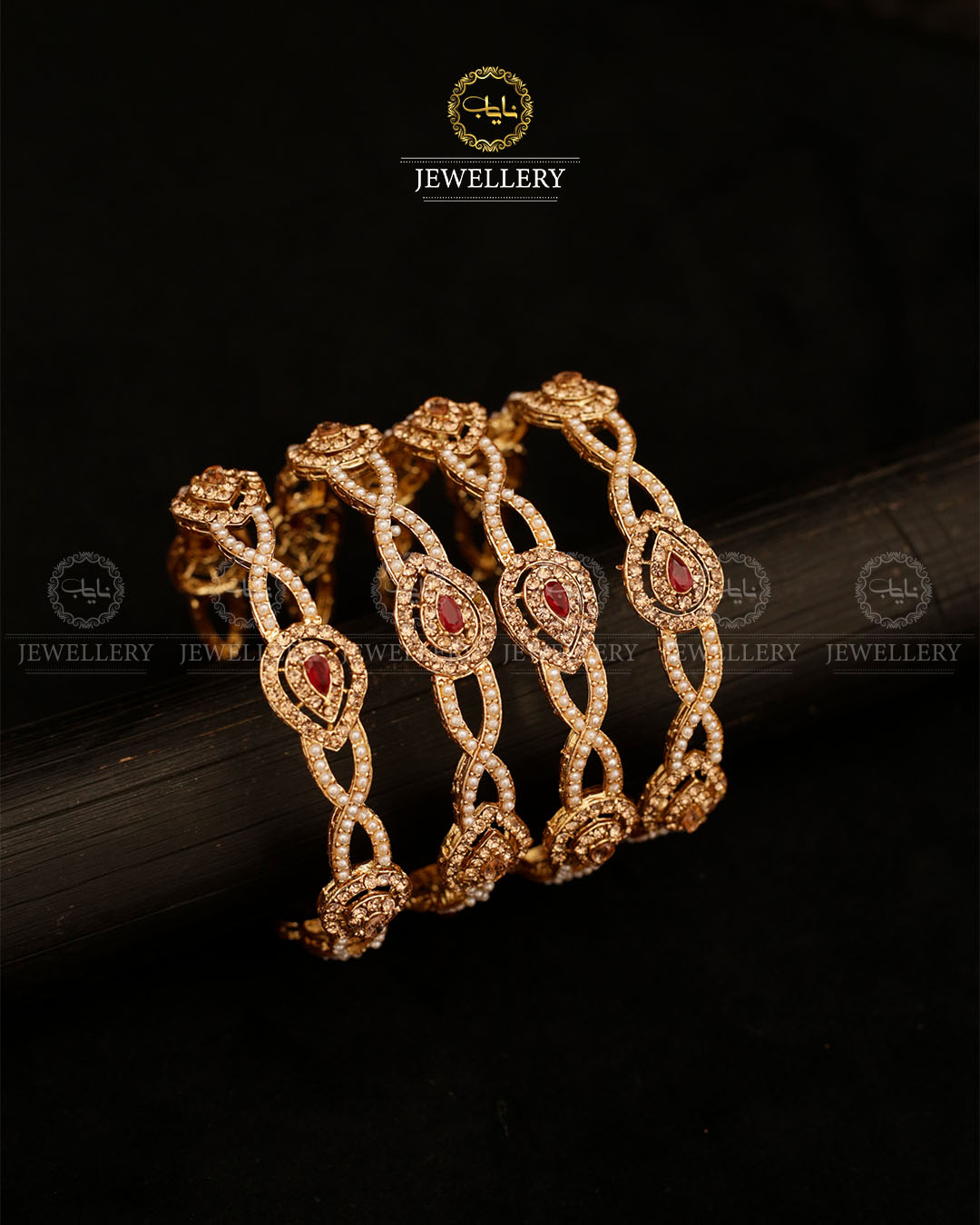 Almond Pearl 4 pcs bangles set-2889