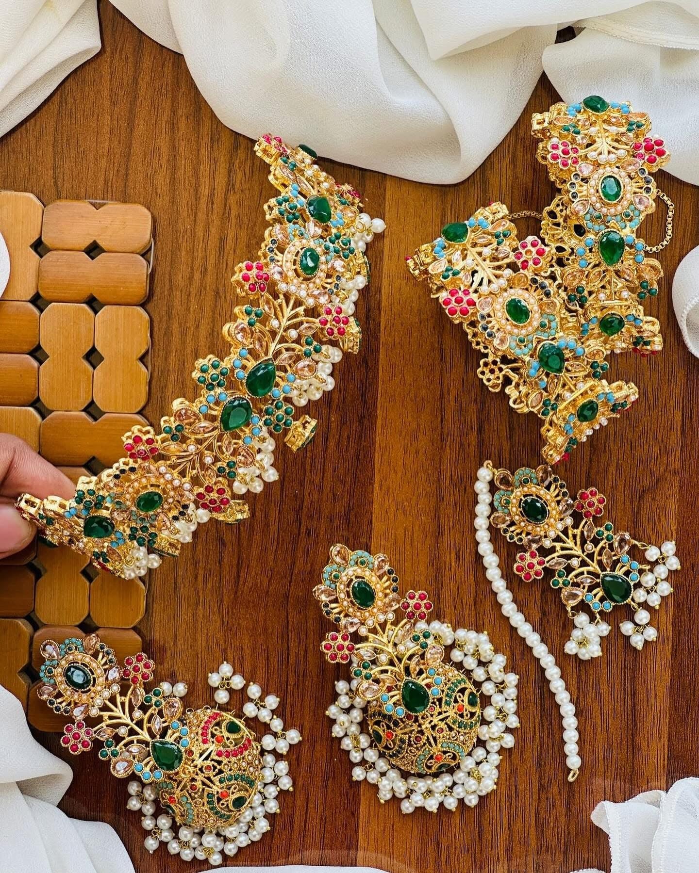Noratan Collar set with Openable Bangles combo-2496 Nayab Jewellery