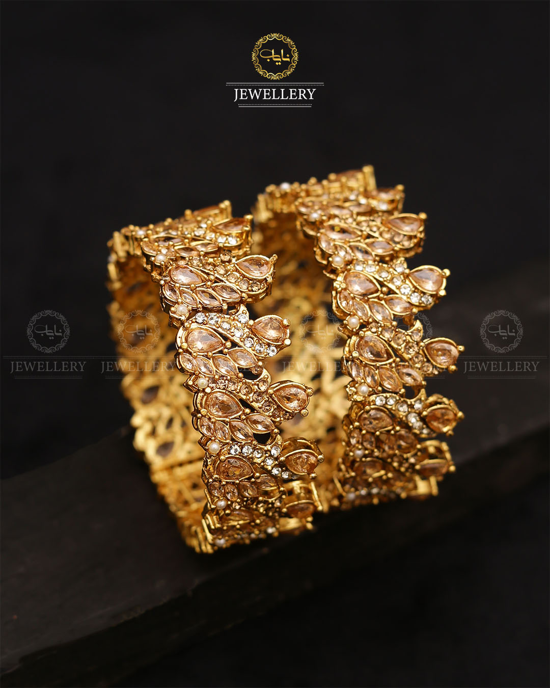 Maria Zirconia bangles (pair)-2683 Nayab Jewellery