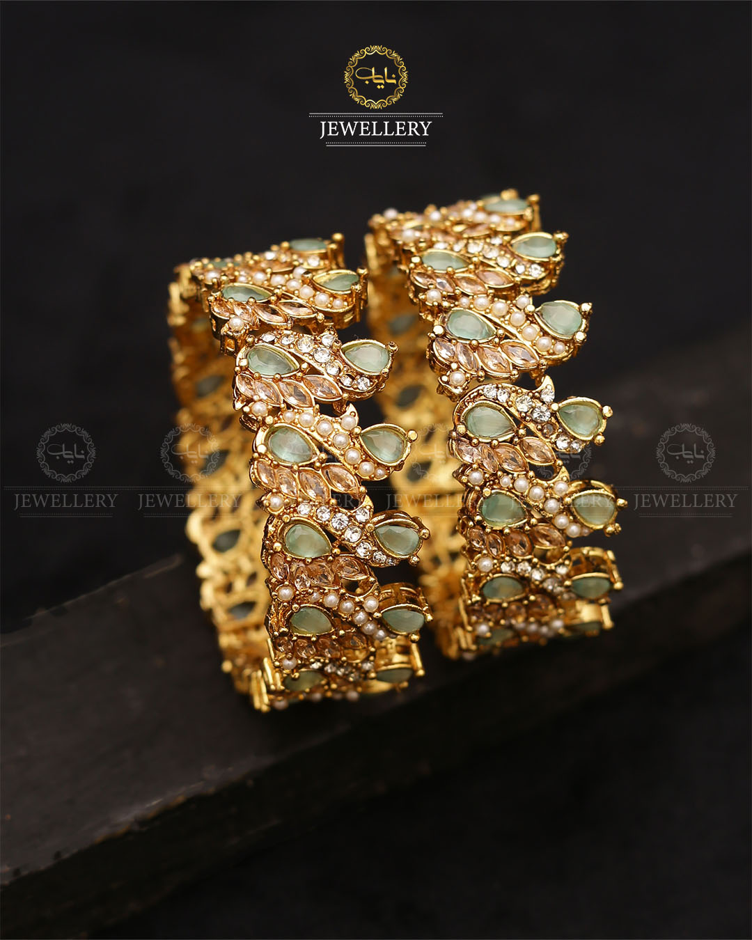 Maria Zirconia bangles (pair)-2683 Nayab Jewellery