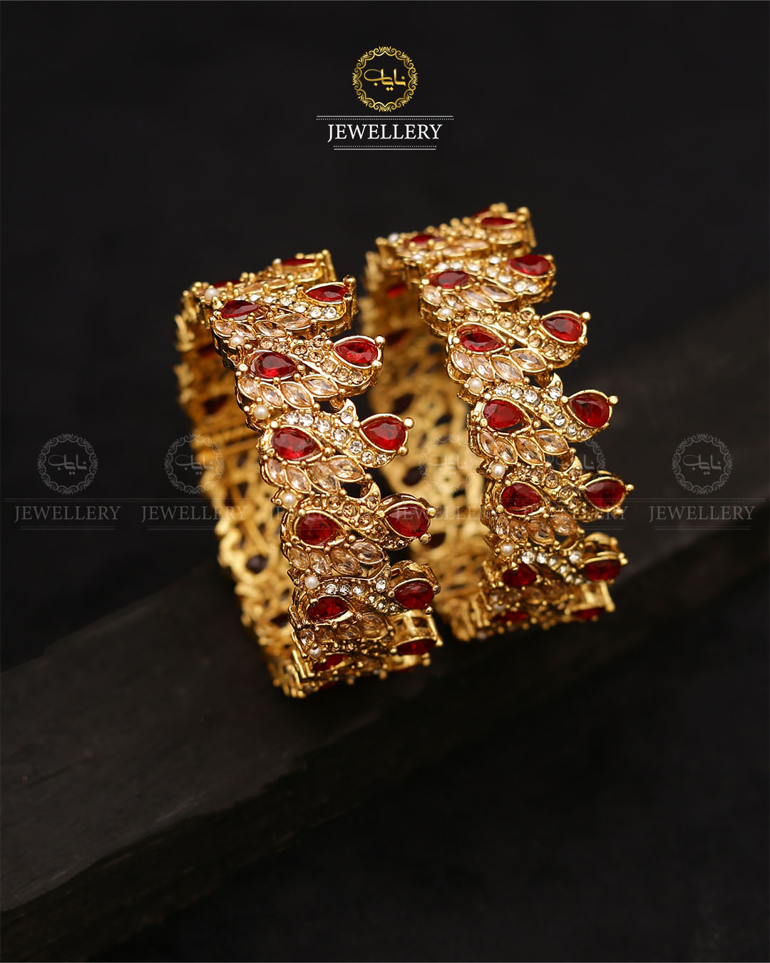 Maria Zirconia bangles (pair)-2683 Nayab Jewellery