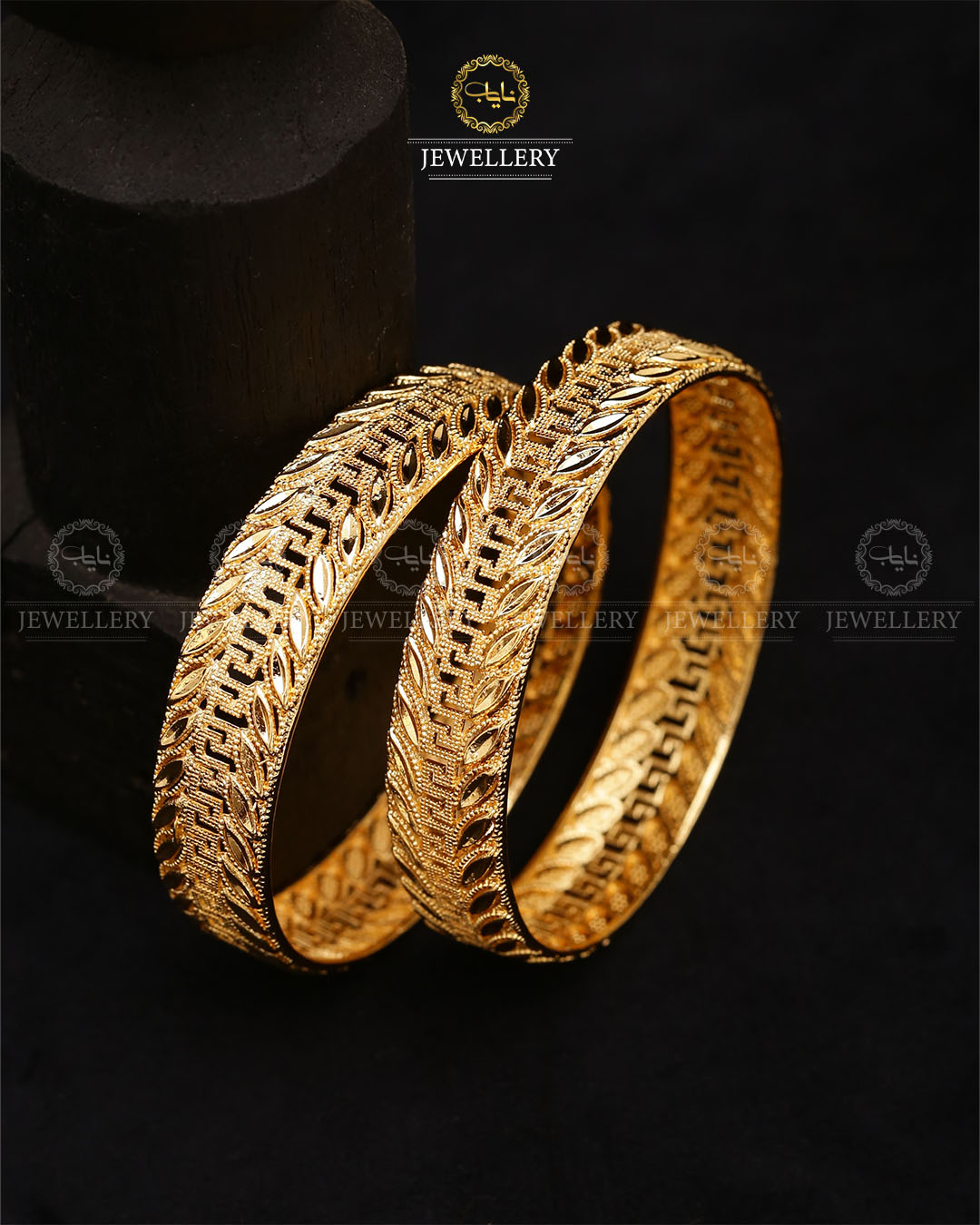 China Gold Kara (pair)-2724 Nayab Jewellery