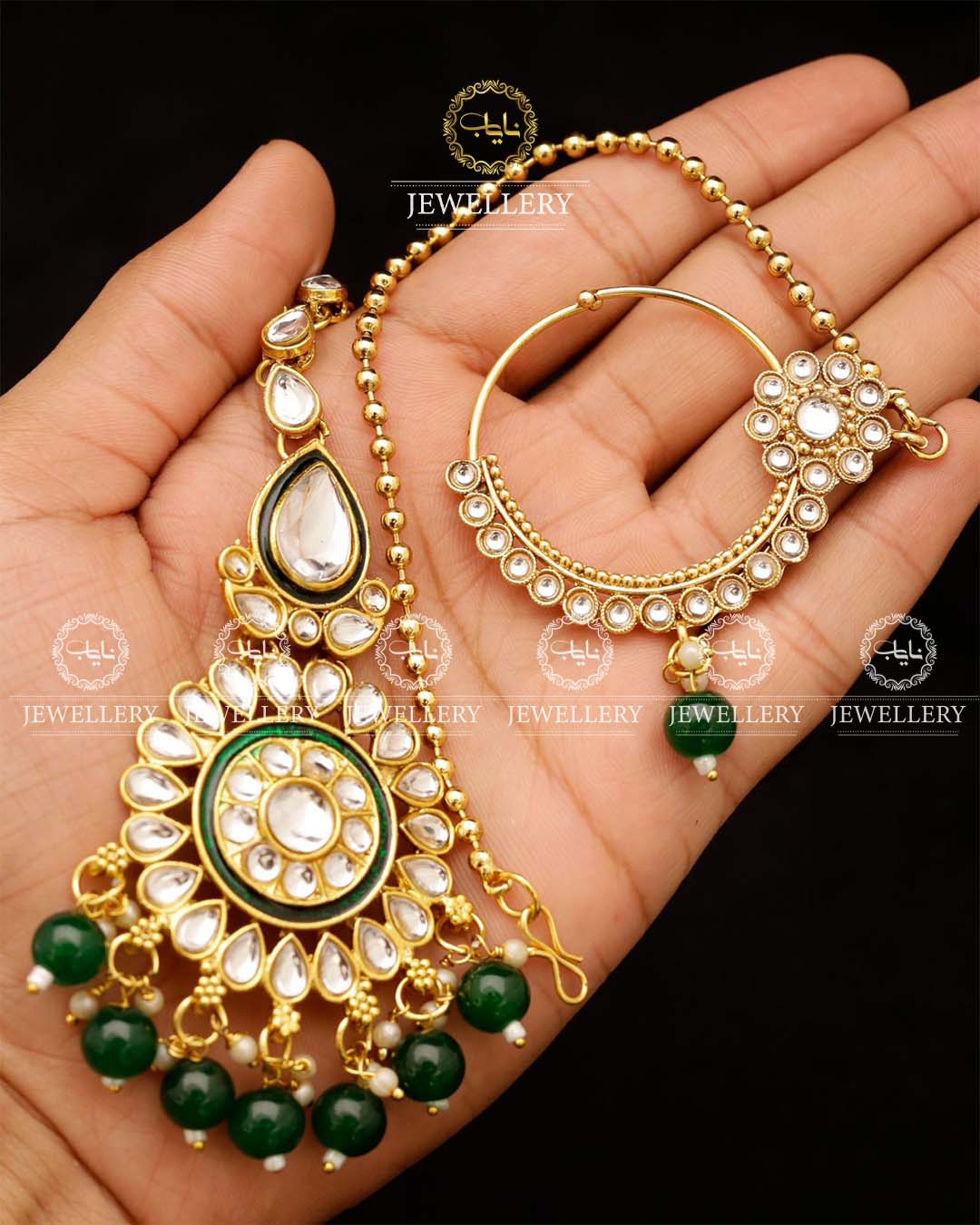 Indian Dubi Kundan 7 pcs Birdal Set-2719 Nayab Jewellery