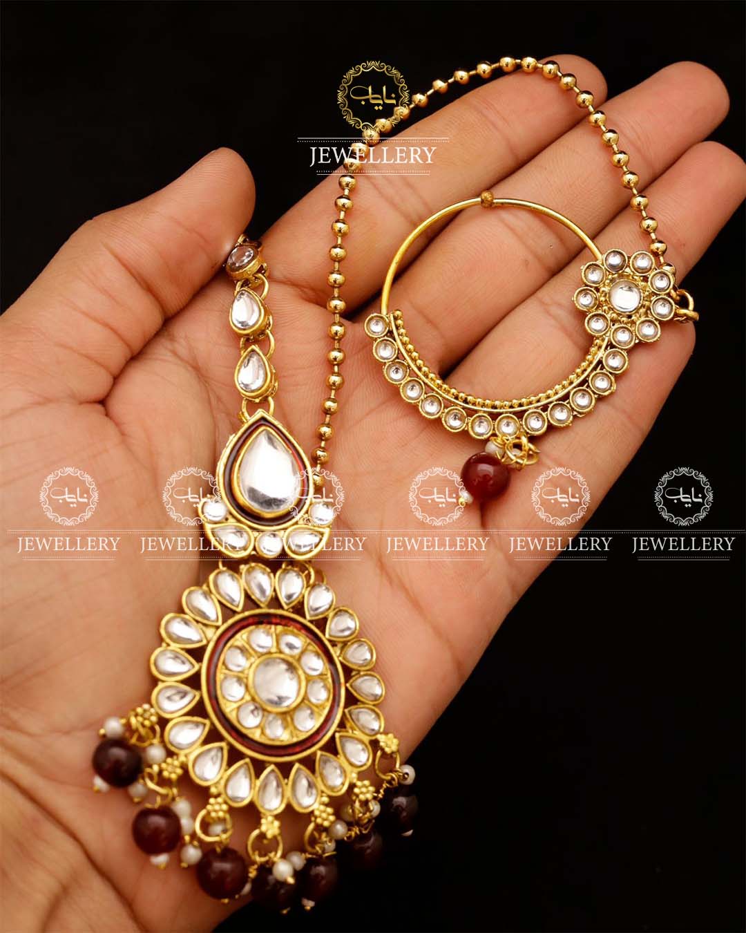Indian Dubi Kundan 7 pcs Birdal Set-2719 Nayab Jewellery