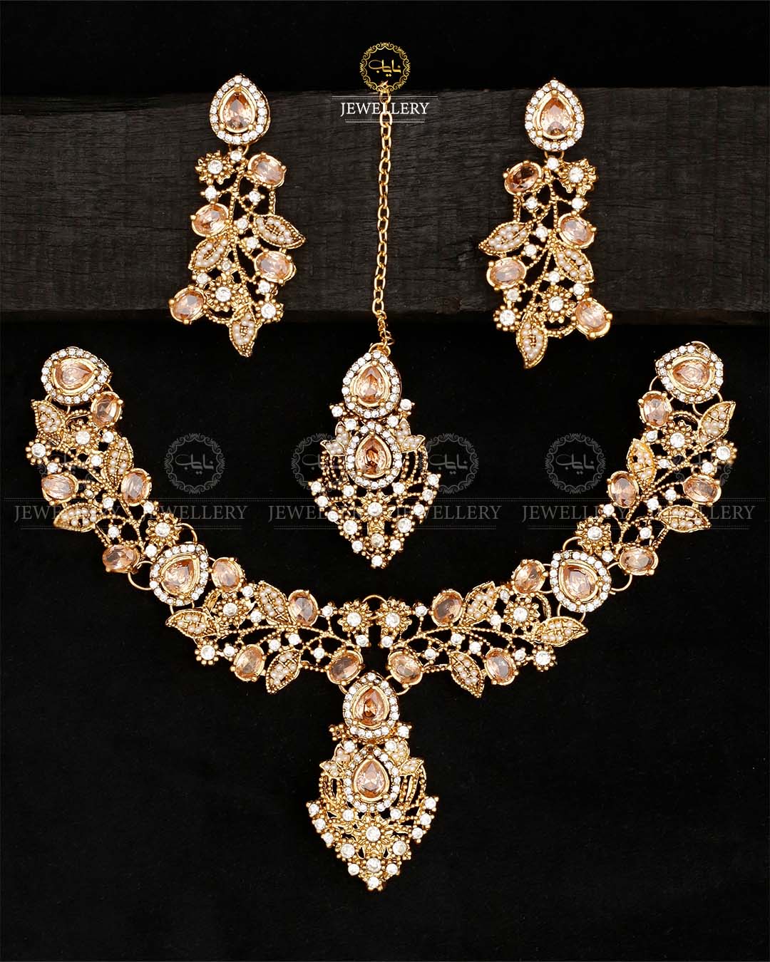 Turkish Necklace set-2570-Golden Nayab Jewellery