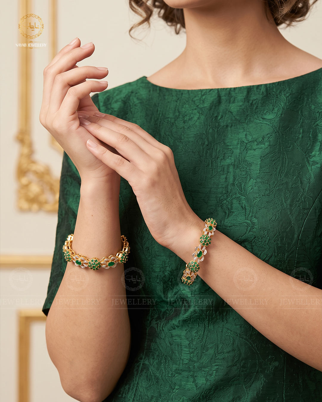Nerobi Designer Bangles (pair)-2639-Green