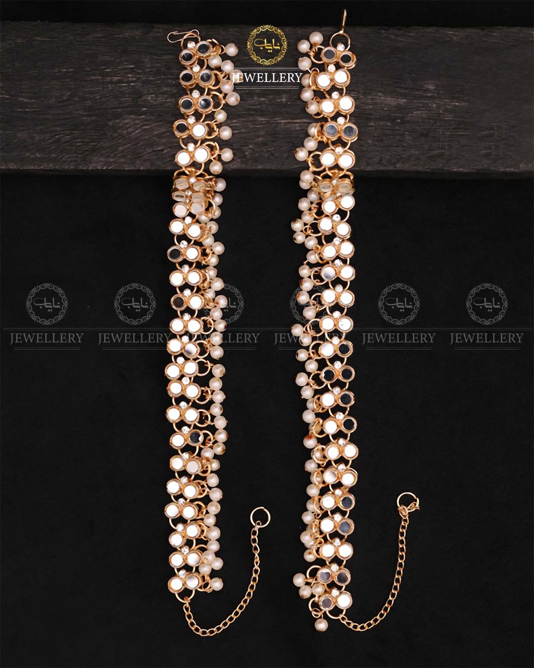 Dots Kundan Anklets Pazaib (pair)-2734 Nayab Jewellery