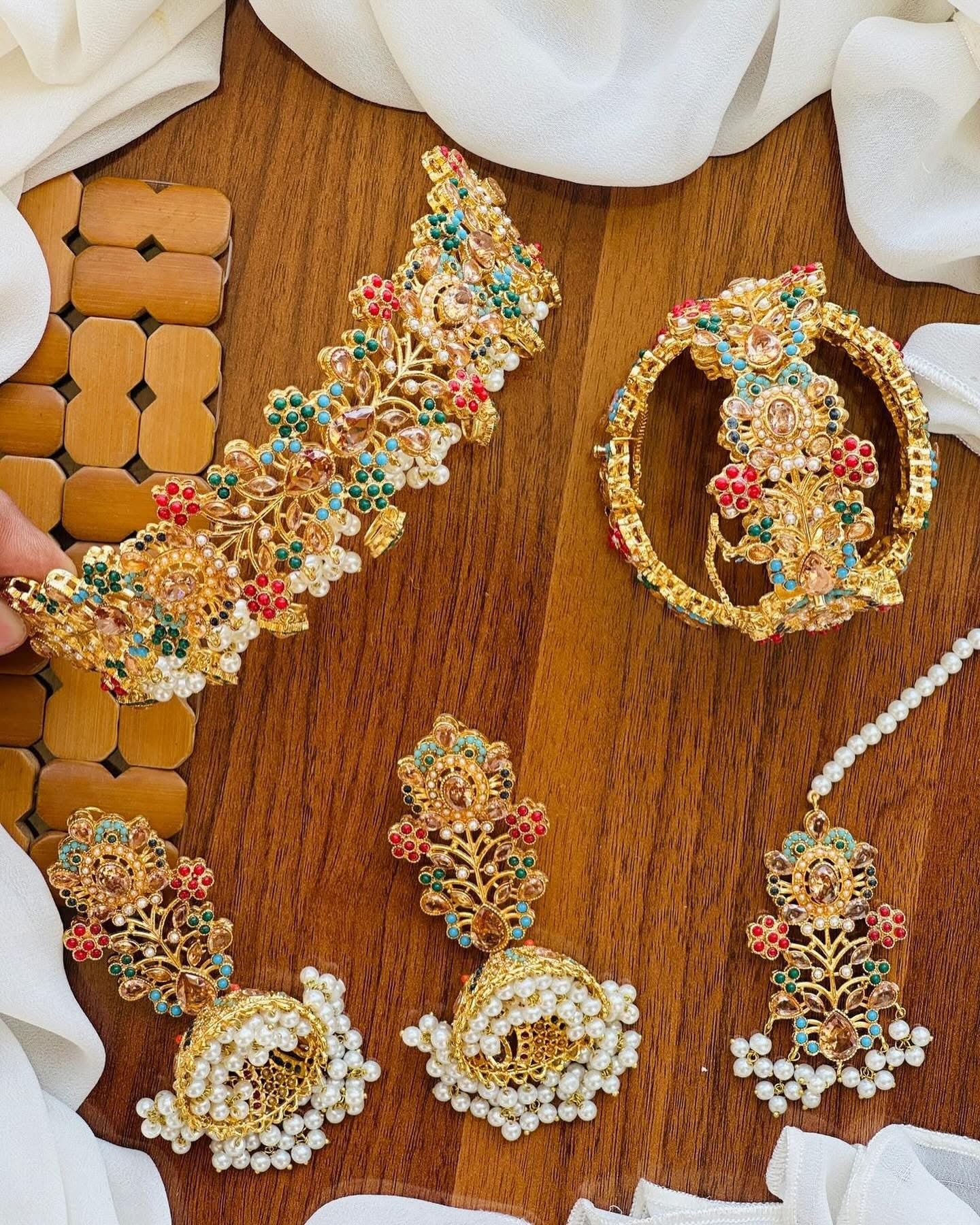 Noratan Collar set with Openable Bangles combo-2496 Nayab Jewellery