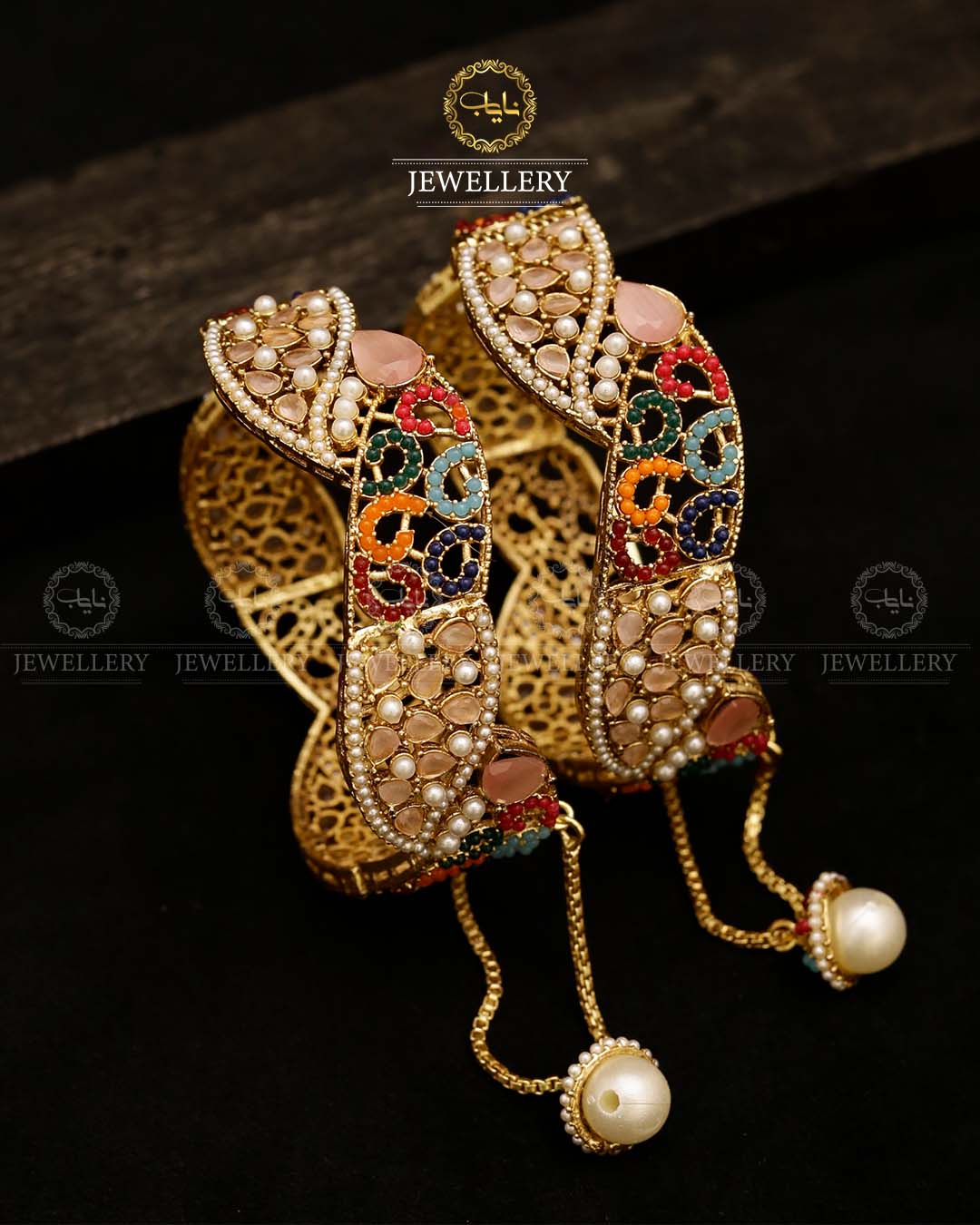 Marquise cut Openable Bangles (pair)-2591