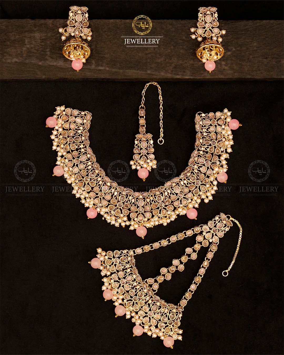 Fliexible Zirconia Bridal set-2852-Golden