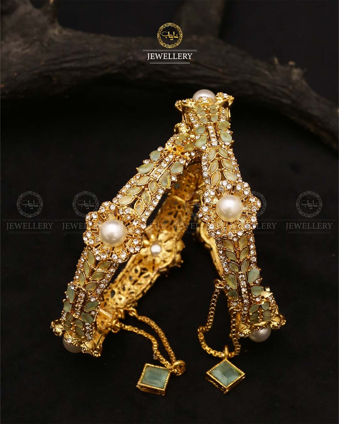 Sundas Flower square bangles (pair)-2682 Nayab Jewellery