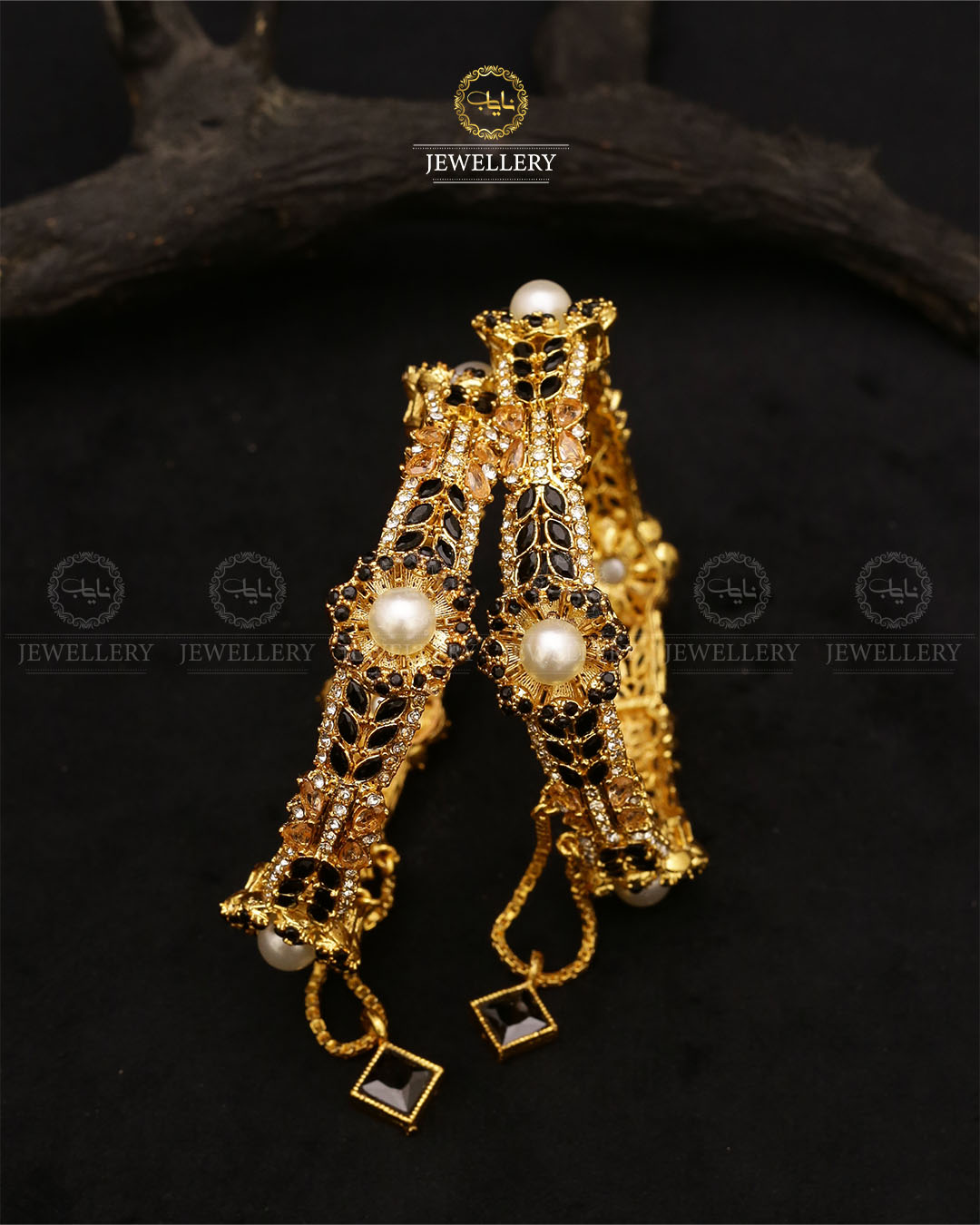 Sundas Flower square bangles (pair)-2682 Nayab Jewellery