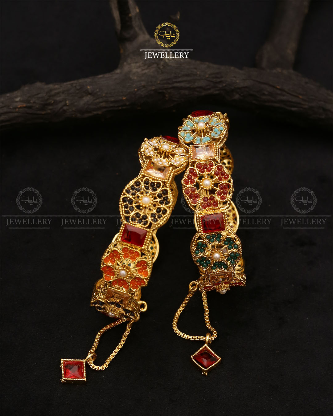 Sidra Noratan Flower Bangles (pair)-2678 Nayab Jewellery