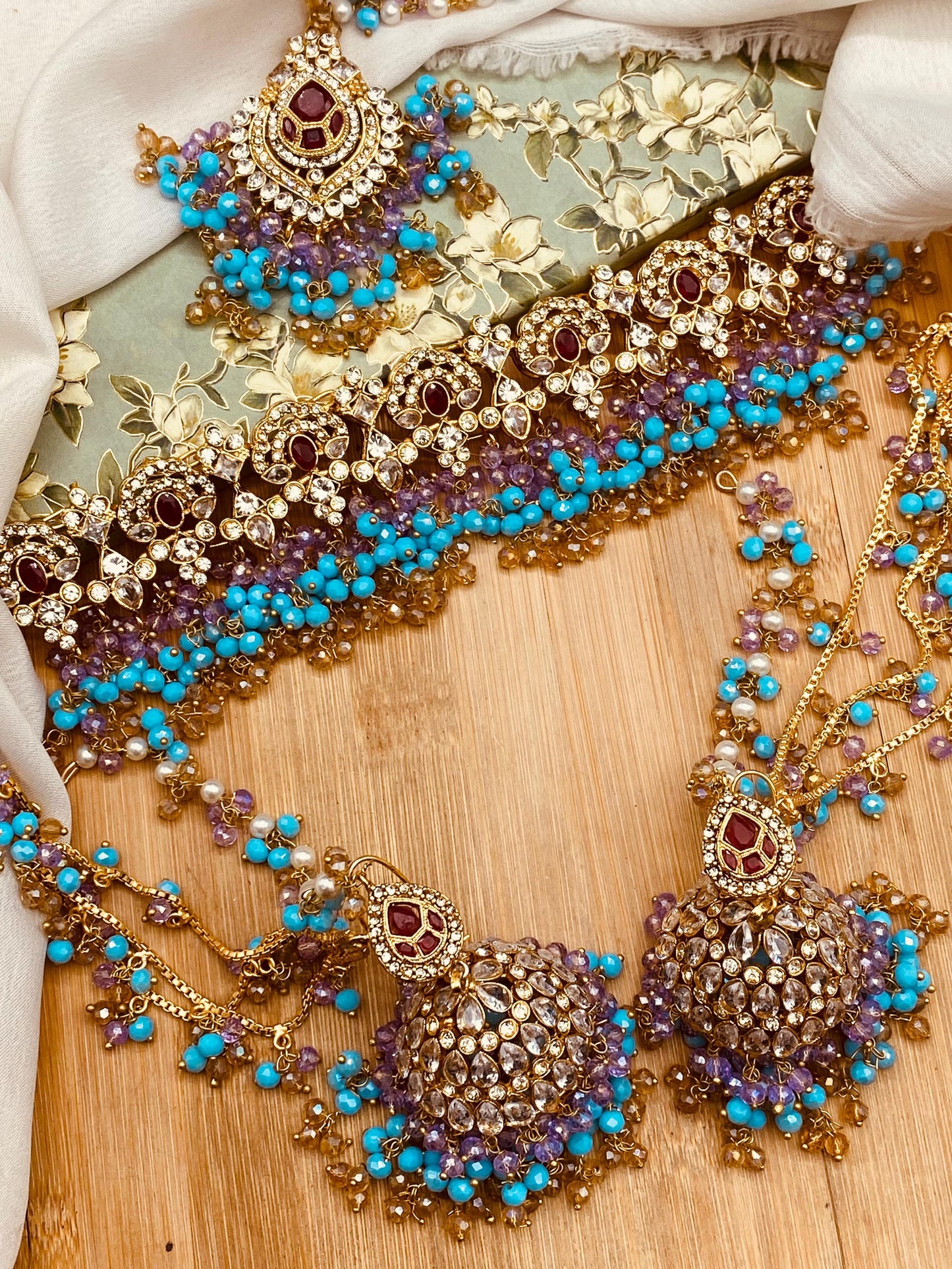 Wajiha Chokar Set with sahara Earrings &Tika N-100