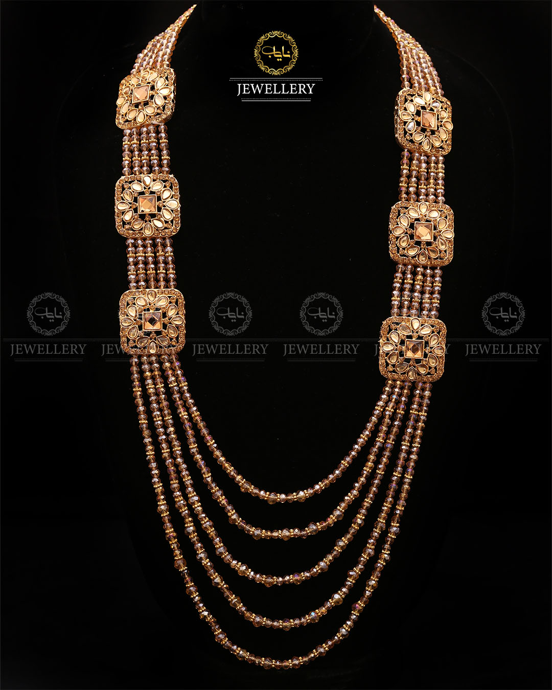 Bridal Broch Mala (with out Earrings)-2732-Golden Nayab Jewellery